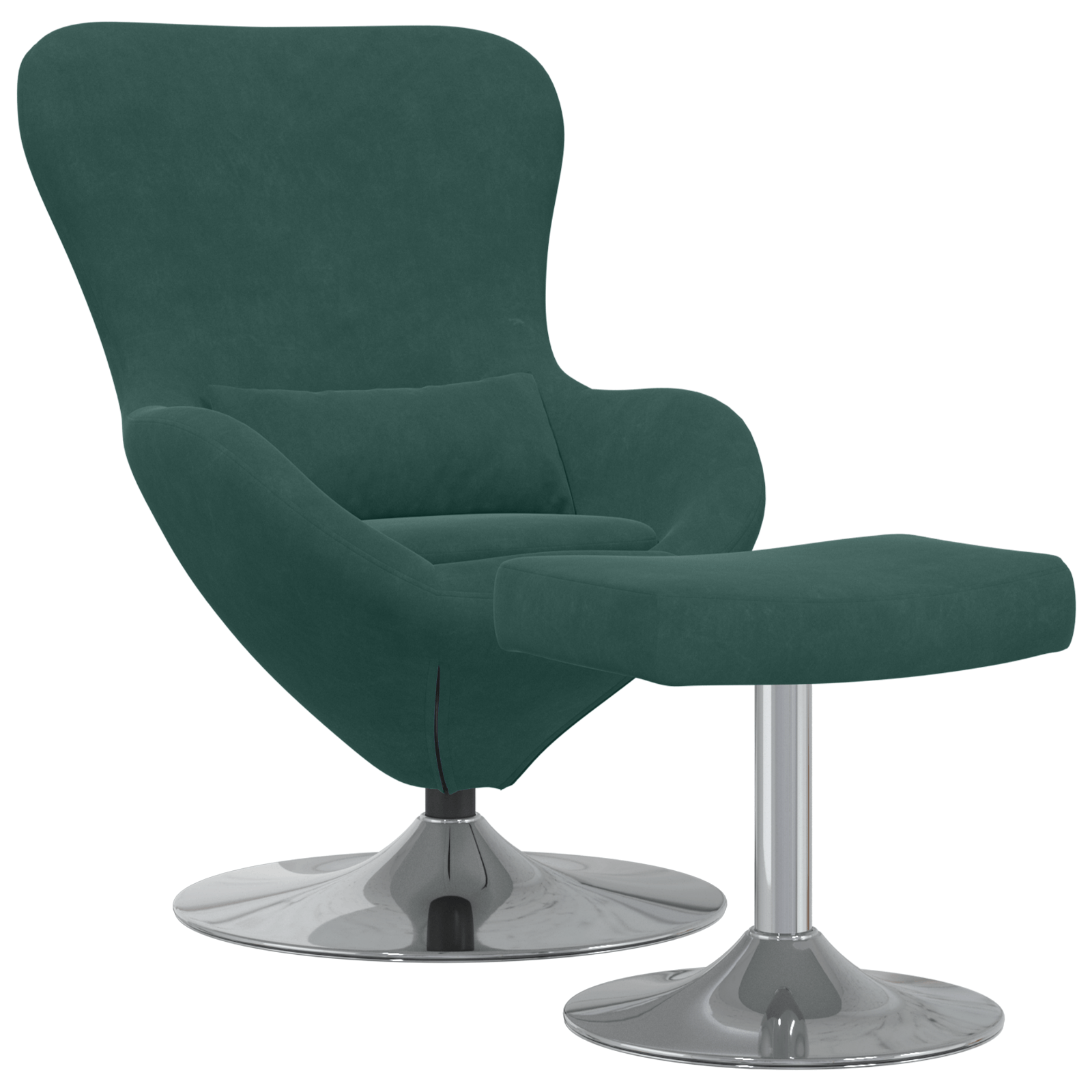 Fotoliu Ou cu Ottoman Catifea Verde Inchis — imaginea 2