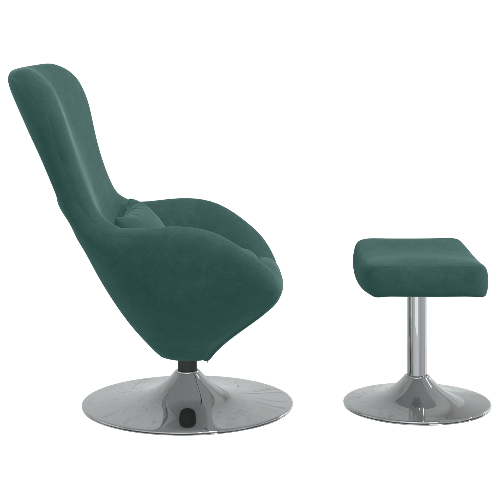 Fotoliu Ou cu Ottoman Catifea Verde Inchis — imaginea 5