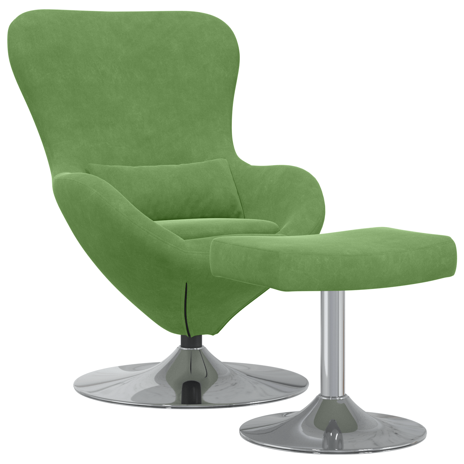 Fotoliu Egg cu taburet Catifea Verde Deschis — imaginea 2