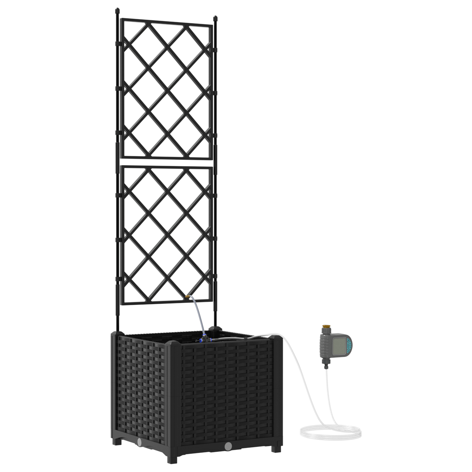 Jardiniera de gradina cu sistem de irigatie, negru — imaginea 2
