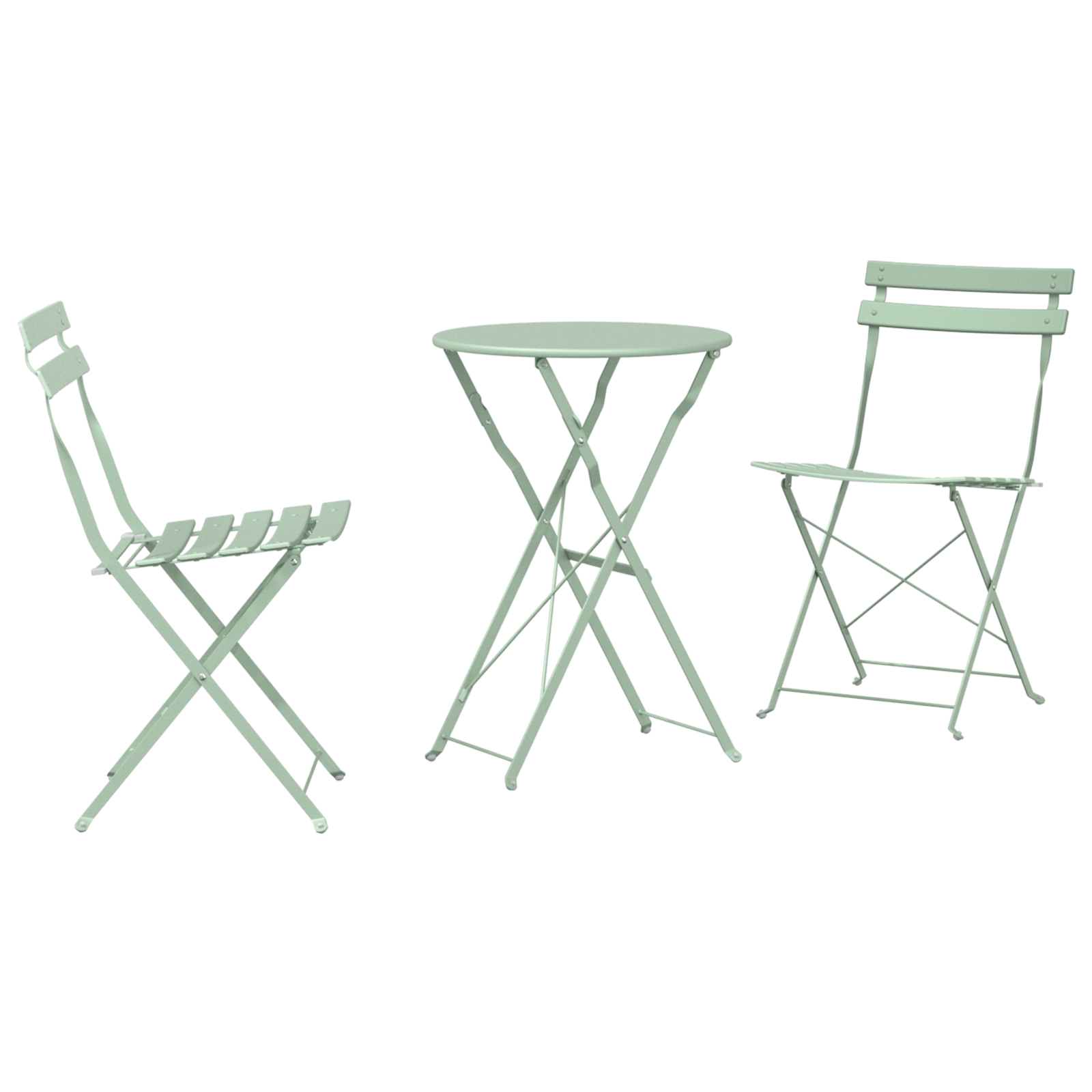 Set bistro pliabil, 3 piese, verde menta deschis, otel — imaginea 2