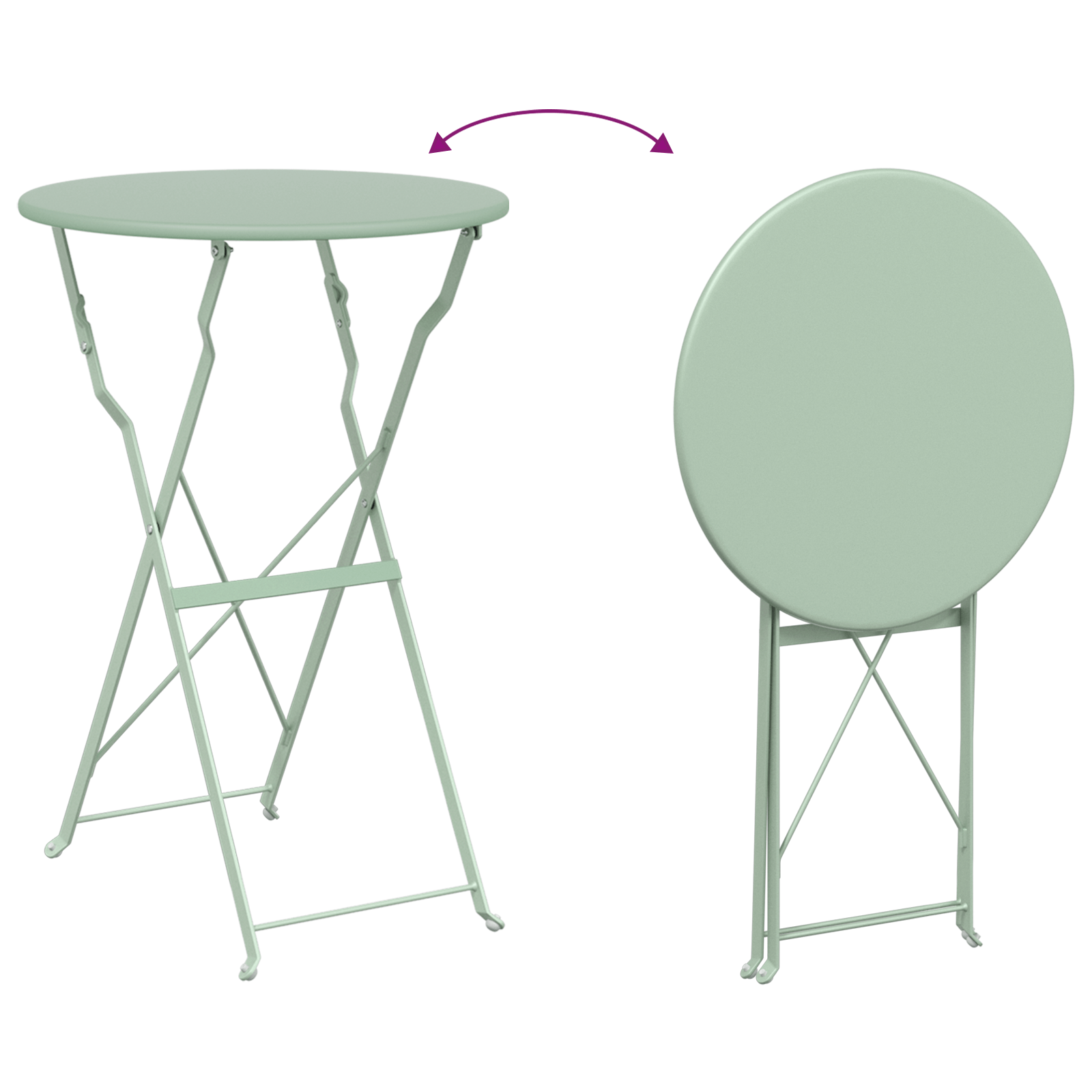 Set bistro pliabil, 3 piese, verde menta deschis, otel — imaginea 10