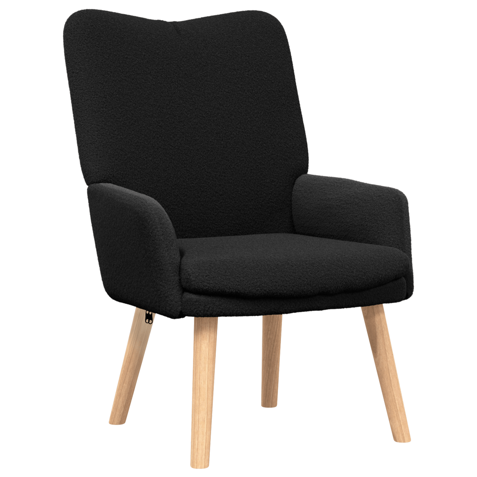 Fotoliu de relaxare, negru, material similar lana — imaginea 2