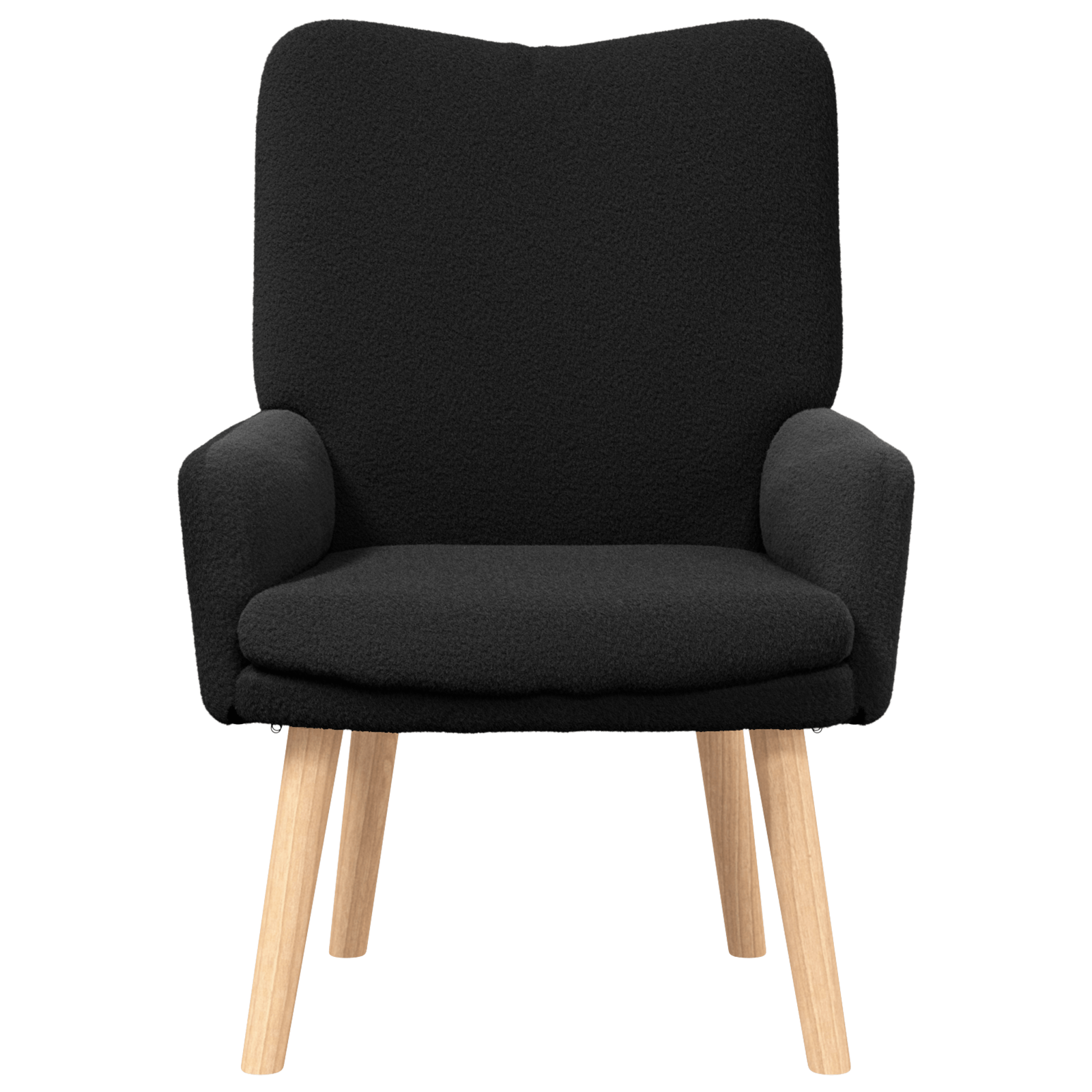 Fotoliu de relaxare, negru, material similar lana — imaginea 4