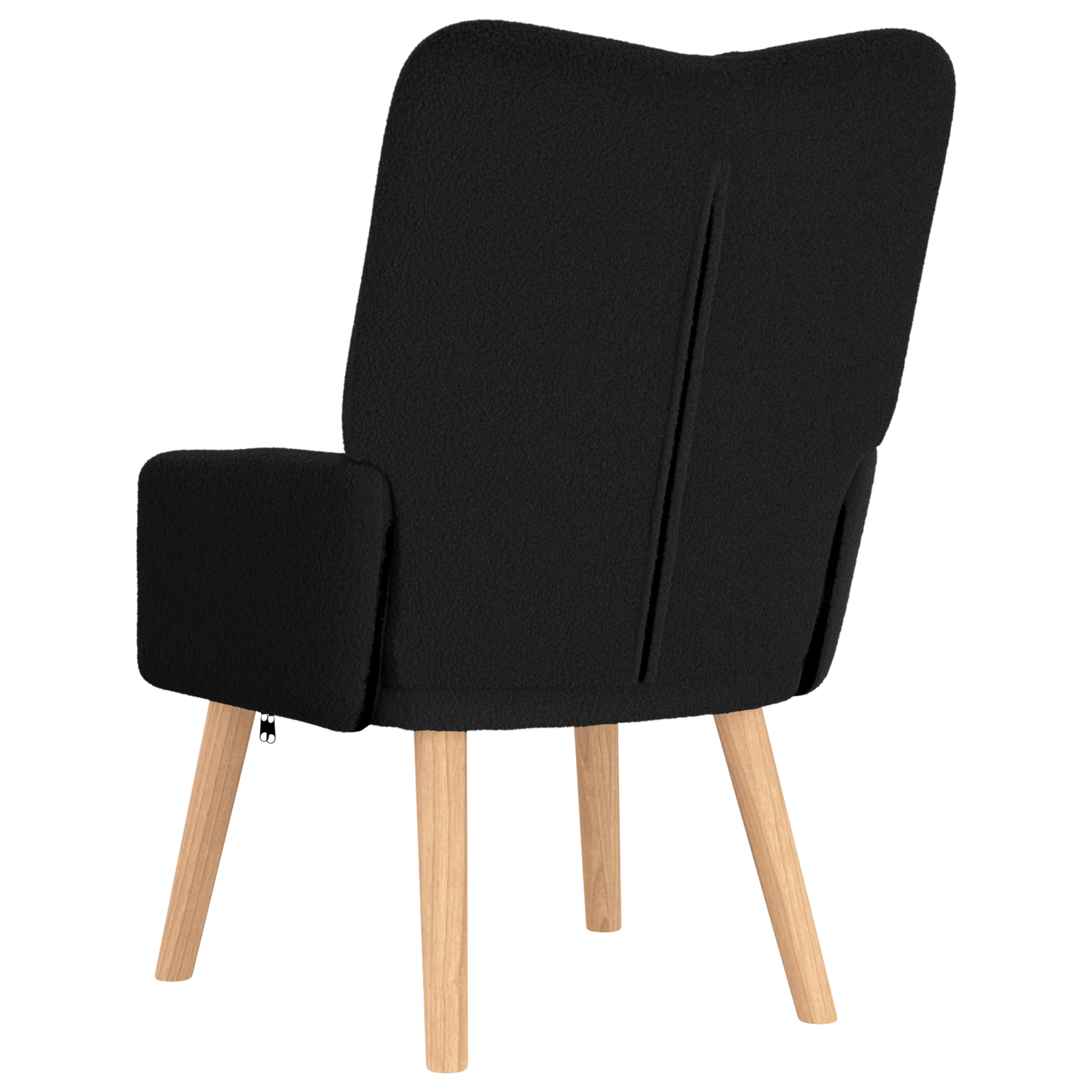 Fotoliu de relaxare, negru, material similar lana — imaginea 6