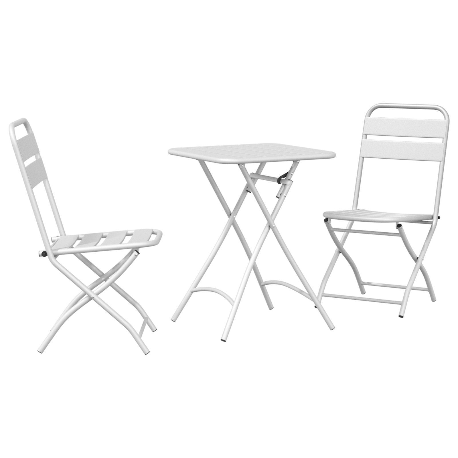Set bistro pliabil, 3 piese, alb, otel — imaginea 2