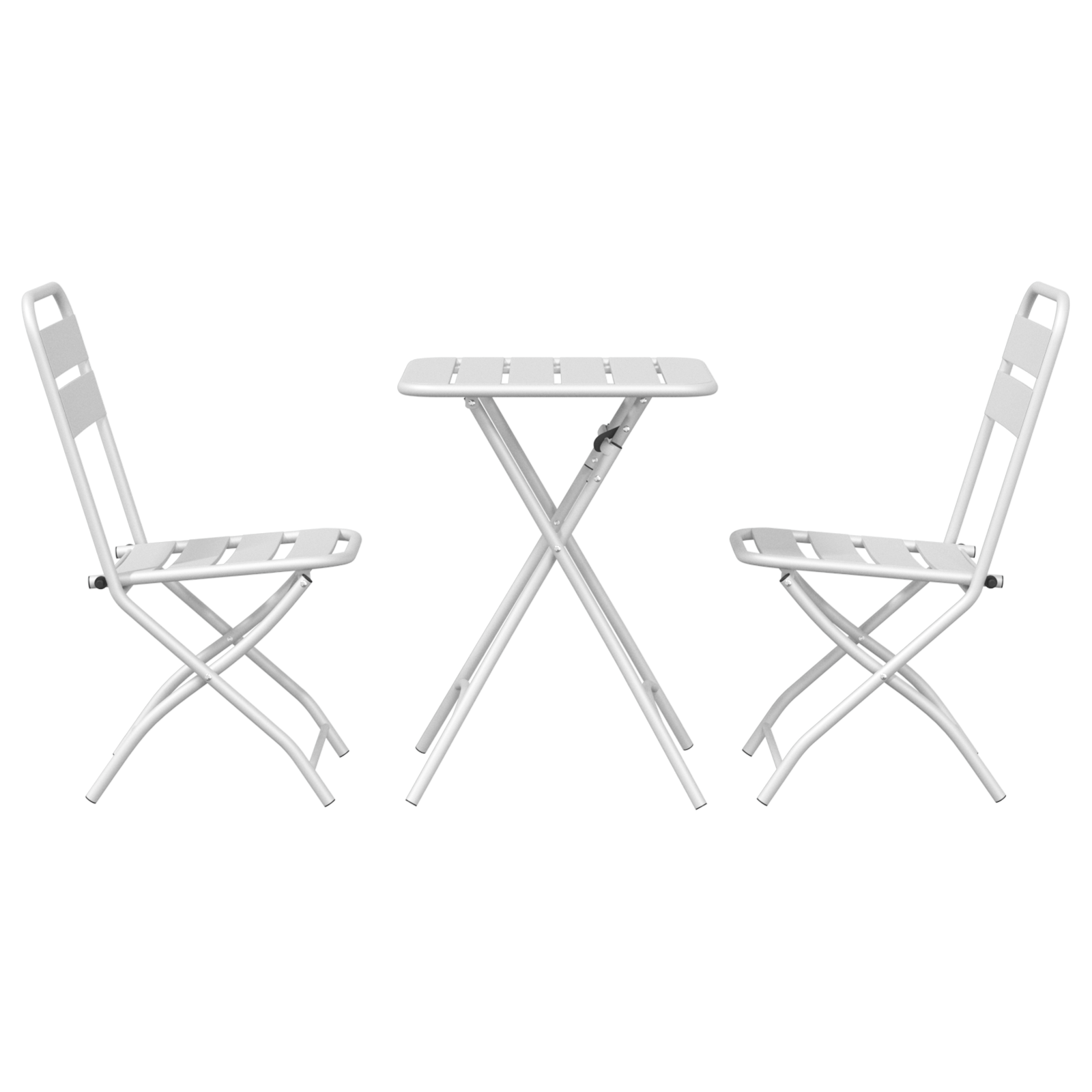 Set bistro pliabil, 3 piese, alb, otel — imaginea 7