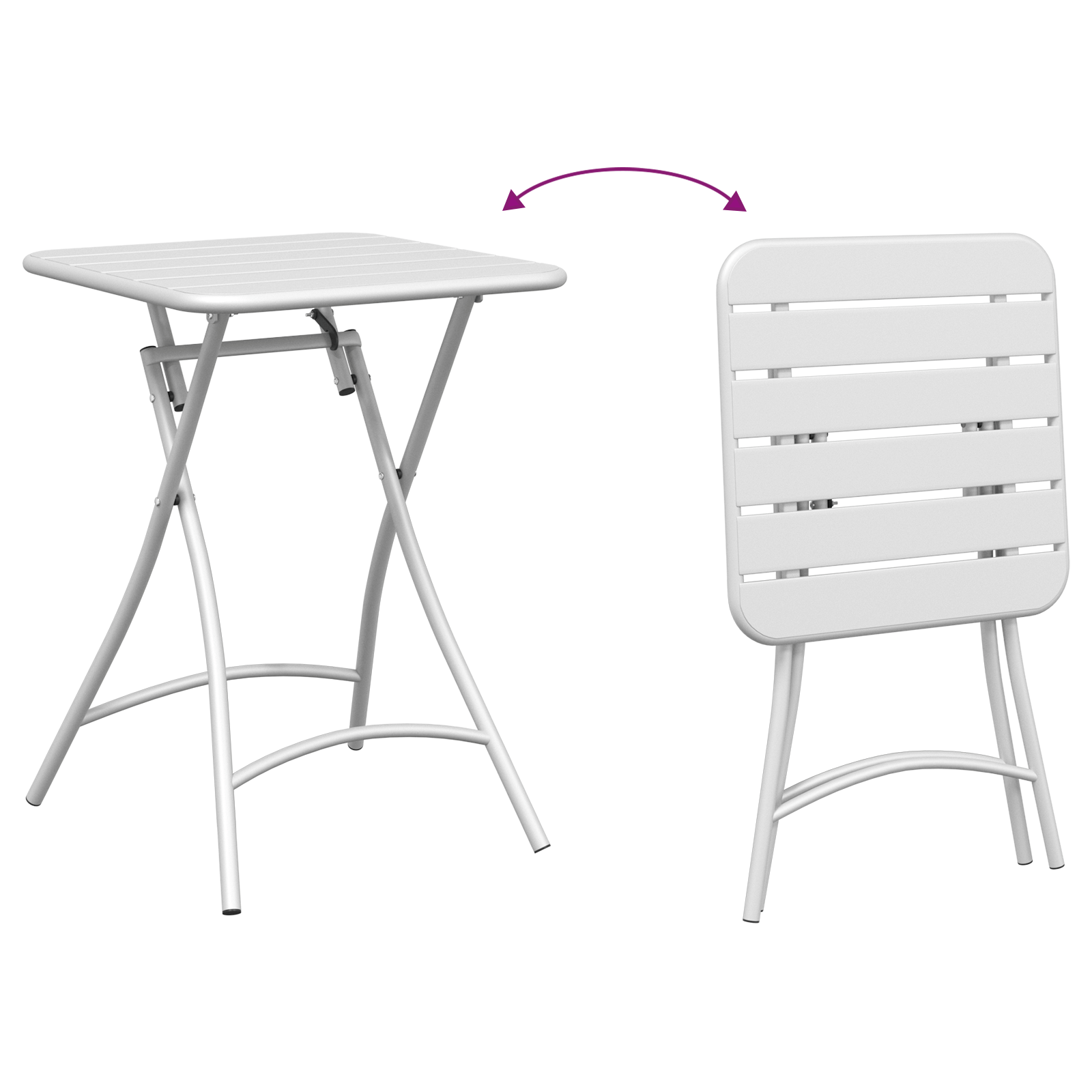 Set bistro pliabil, 3 piese, alb, otel — imaginea 10
