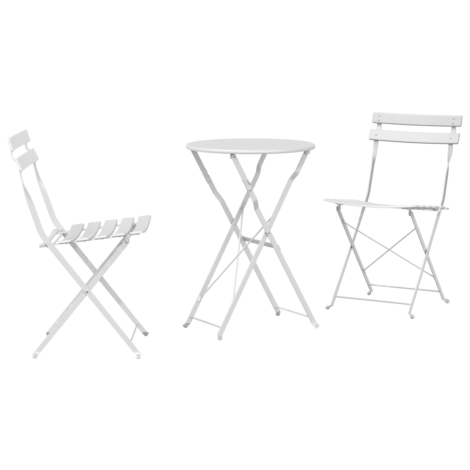 Set bistro pliabil, 3 piese, alb, otel — imaginea 2