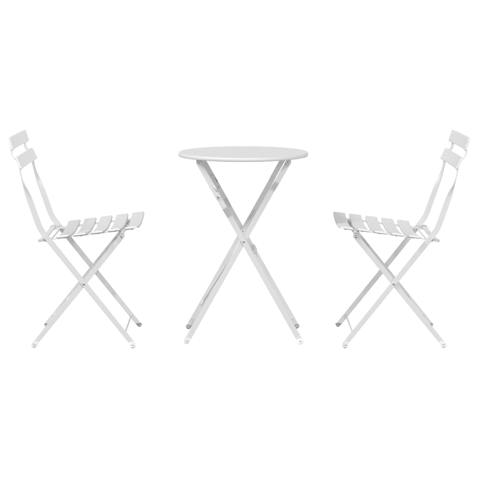 Set bistro pliabil, 3 piese, alb, otel — imaginea 7