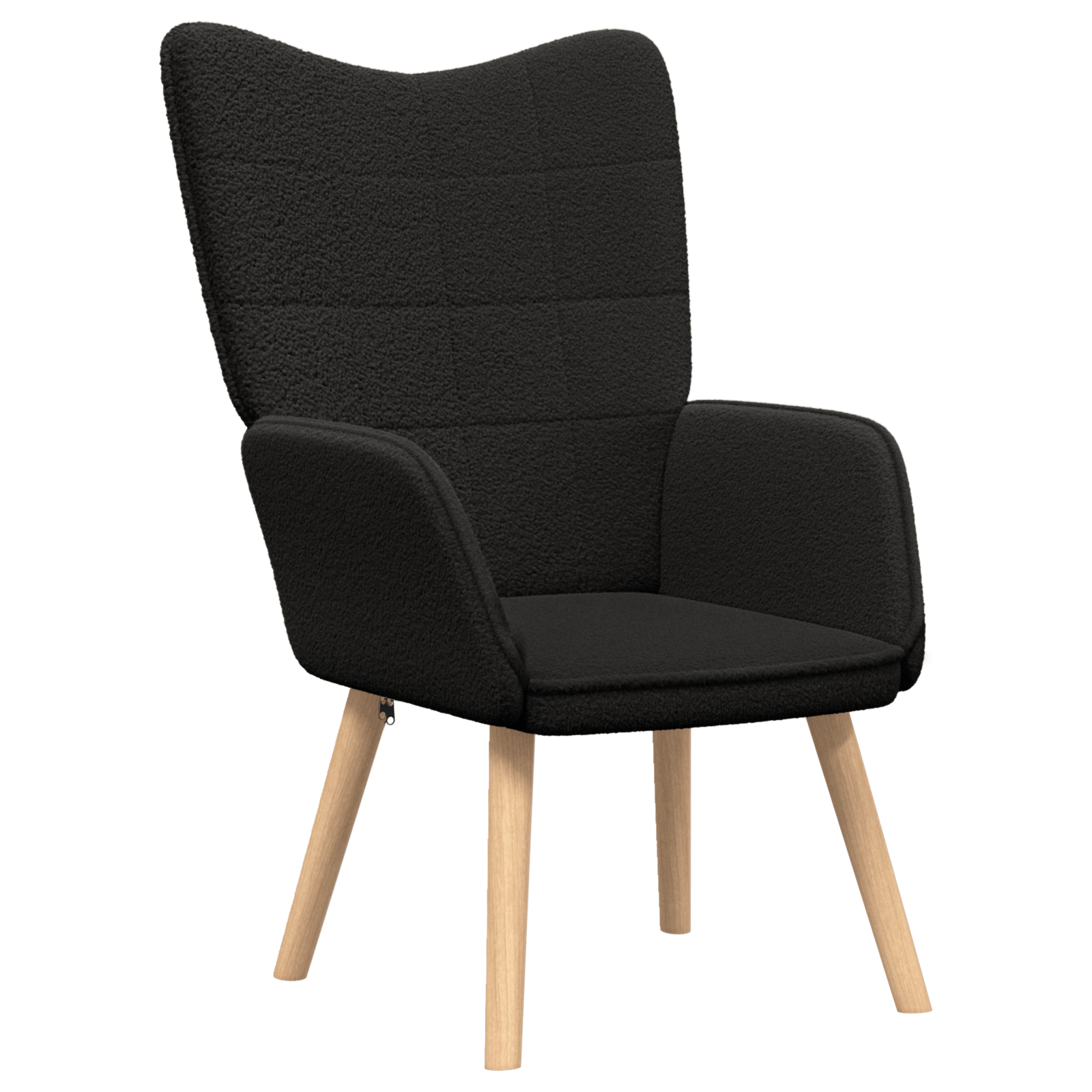 Fotoliu de relaxare, negru, material similar lana — imaginea 2