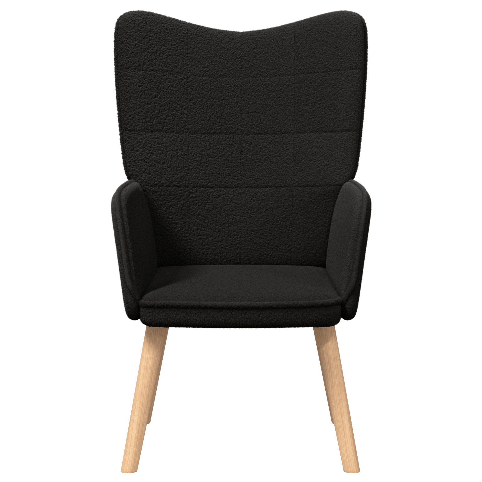 Fotoliu de relaxare, negru, material similar lana — imaginea 4