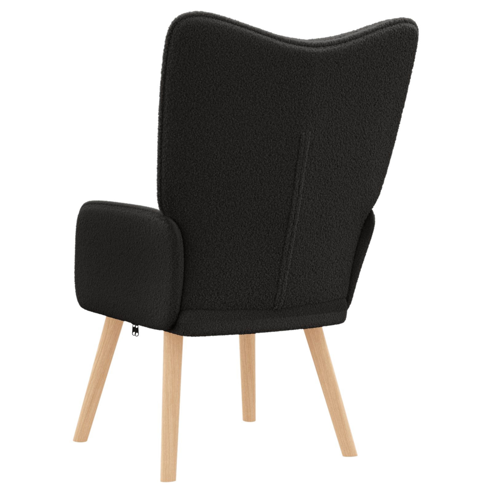 Fotoliu de relaxare, negru, material similar lana — imaginea 6