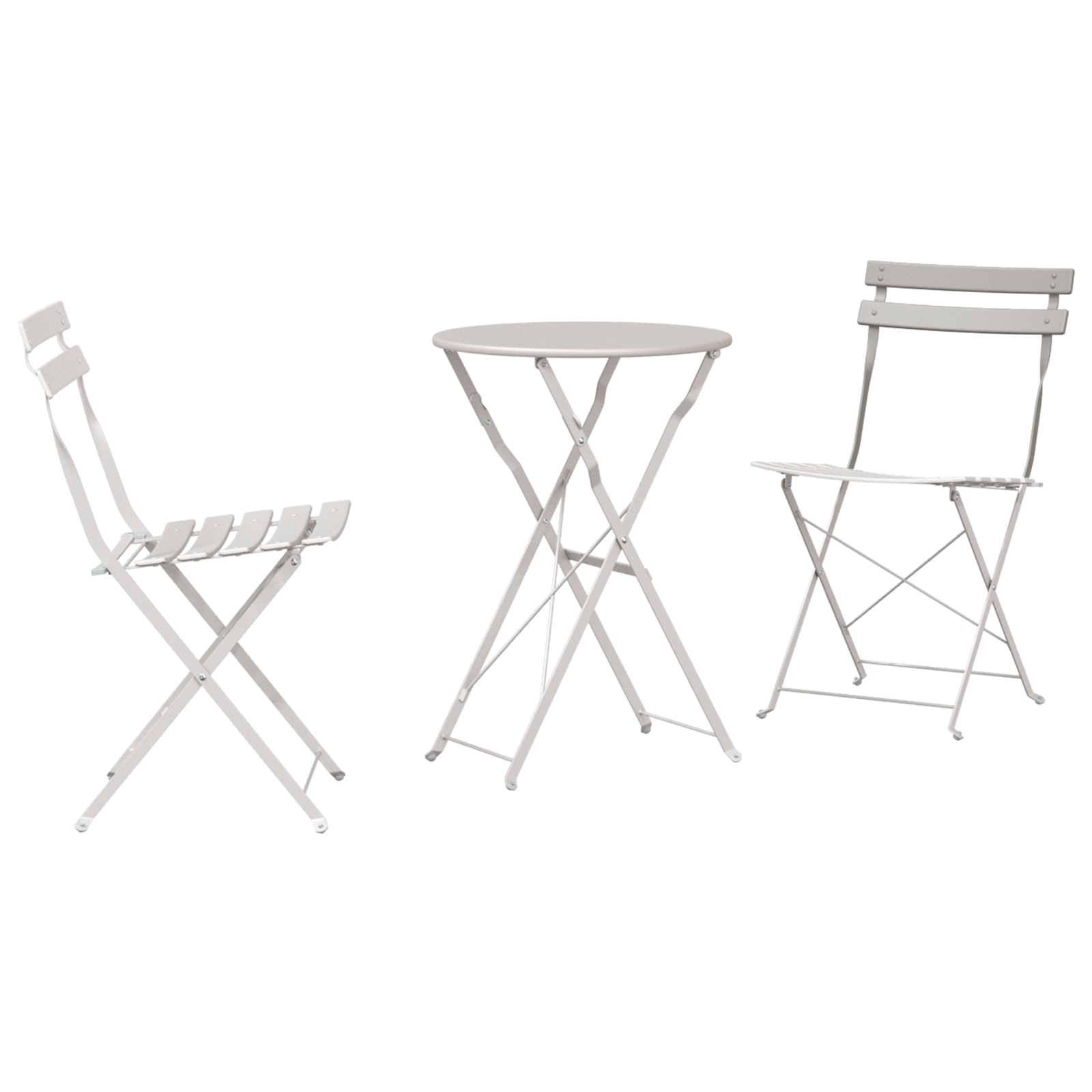 Set bistro pliabil, 3 piese, bej, otel — imaginea 2