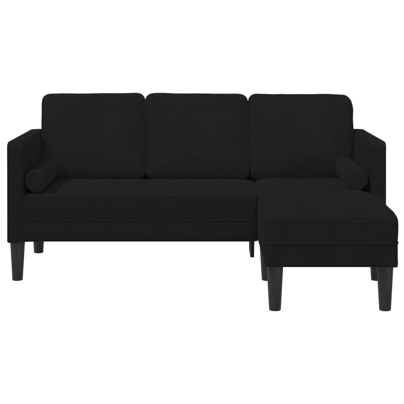 Canapea cu 3 locuri cu Chaise in forma de L Neagra 160 cm Catifea — imaginea 4