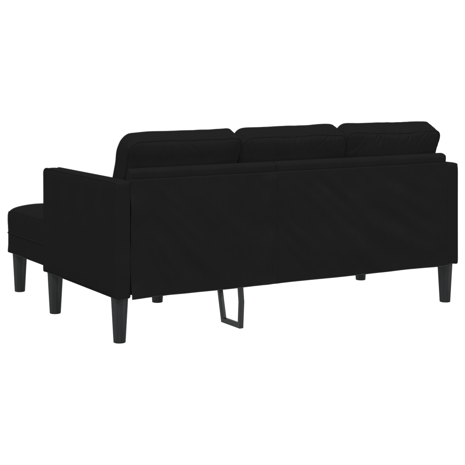 Canapea cu 3 locuri cu Chaise in forma de L Neagra 160 cm Catifea — imaginea 6