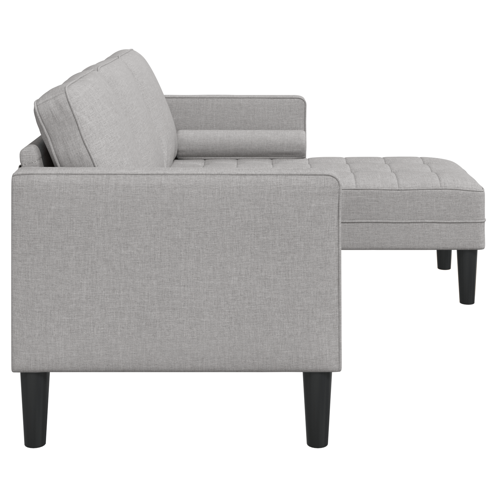 Canapea forma L, 3 locuri, gri nor, 160 cm, textil — imaginea 6