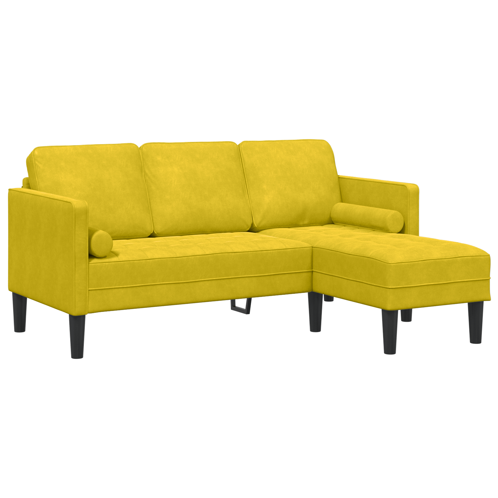 Canapea in forma de L Galben 173x131x67 cm Catifea — imaginea 2