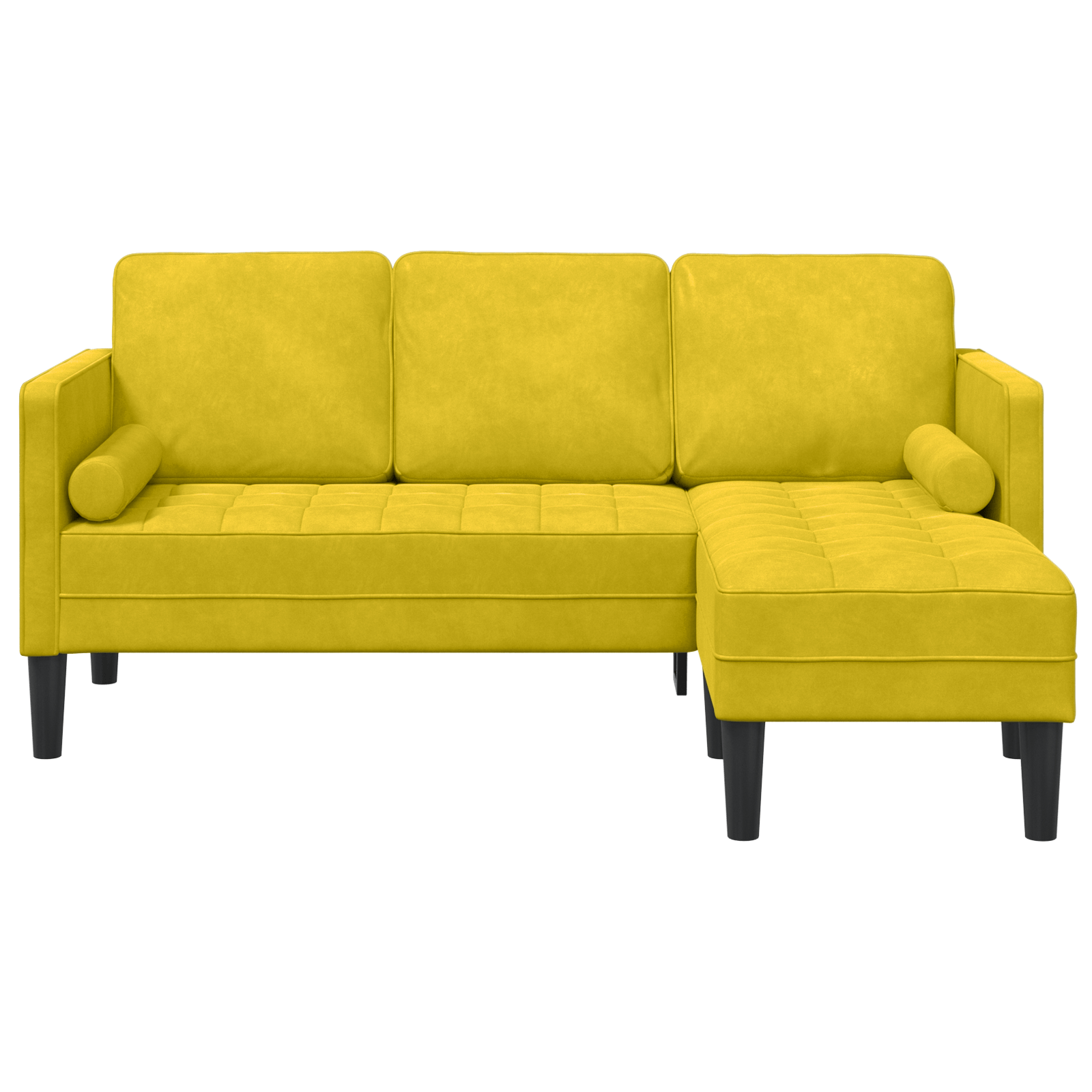 Canapea in forma de L Galben 173x131x67 cm Catifea — imaginea 4