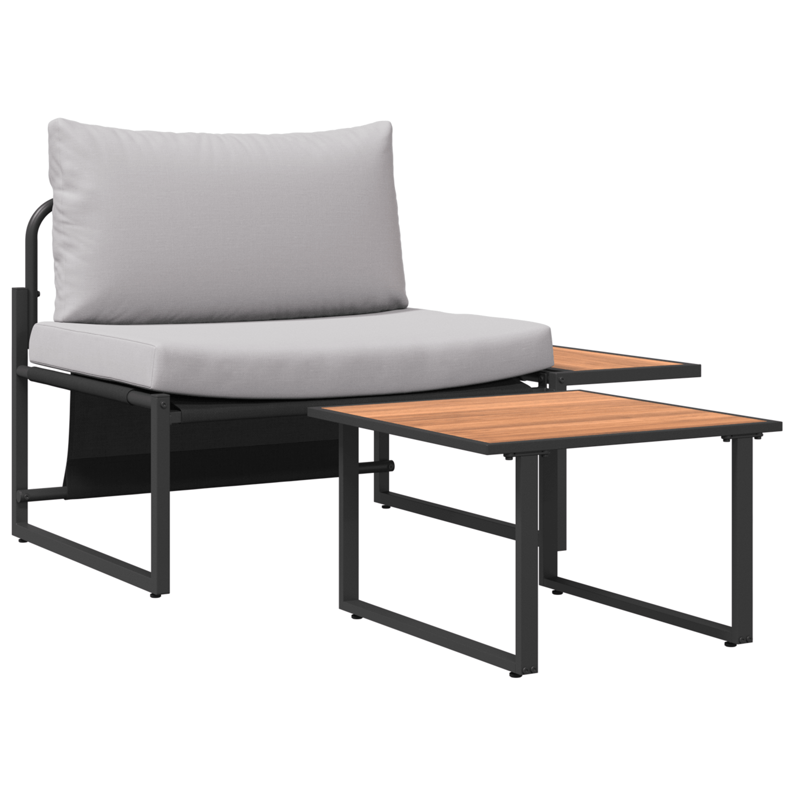 Set mobilier de gradina, 2 piese, single cu perne gri deschis — imaginea 6