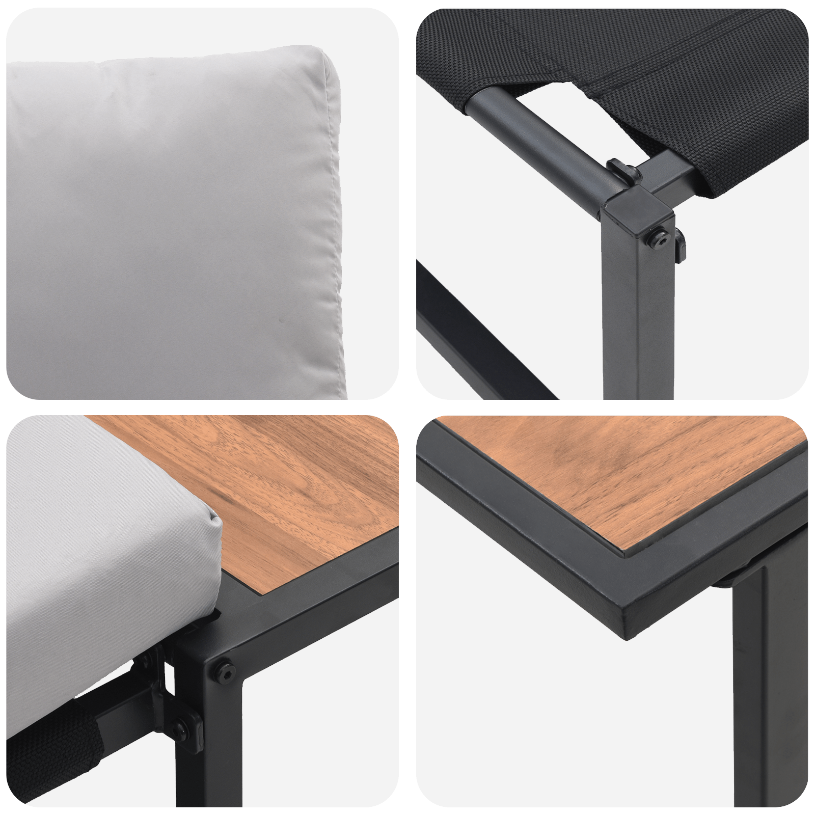 Set mobilier de gradina, 2 piese, single cu perne gri deschis — imaginea 9