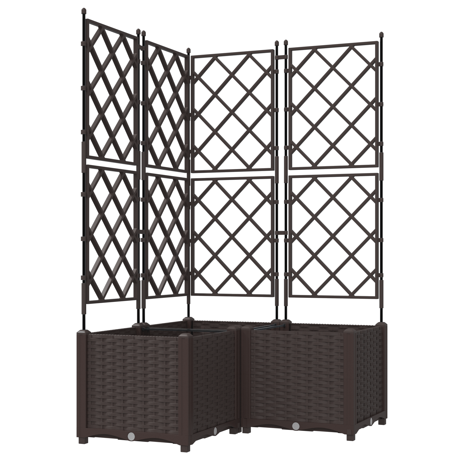 Jardiniere de gradina cu spalier, 3 buc., maro, 80x80x143 cm — imaginea 2