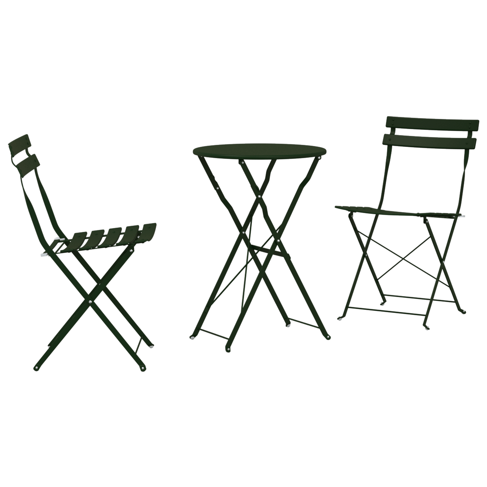 Set bistro pliabil, 3 piese, verde inchis, otel — imaginea 2