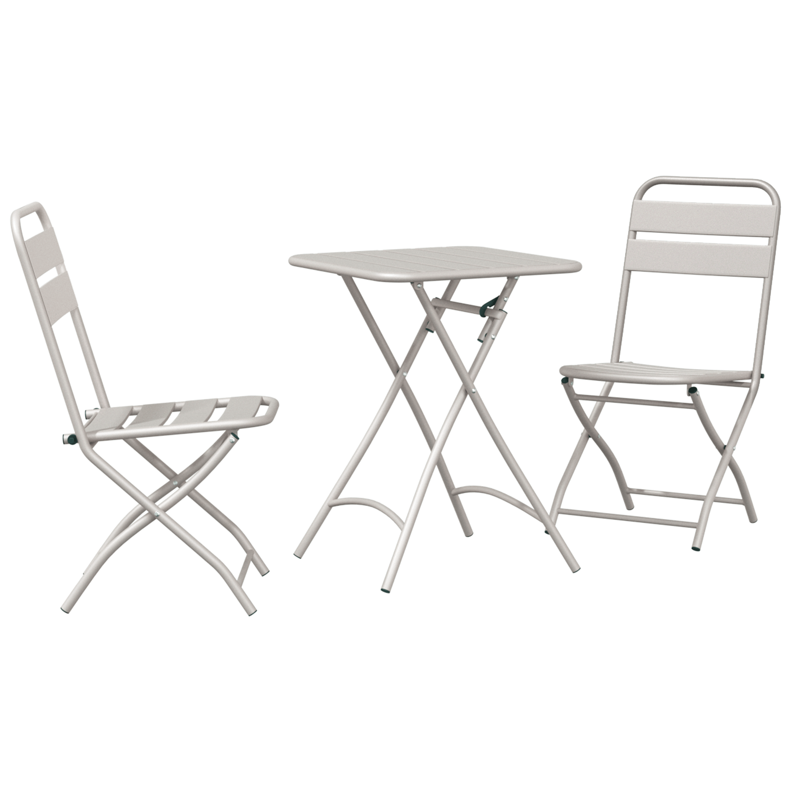 Set bistro pliabil, 3 piese, bej, otel — imaginea 2