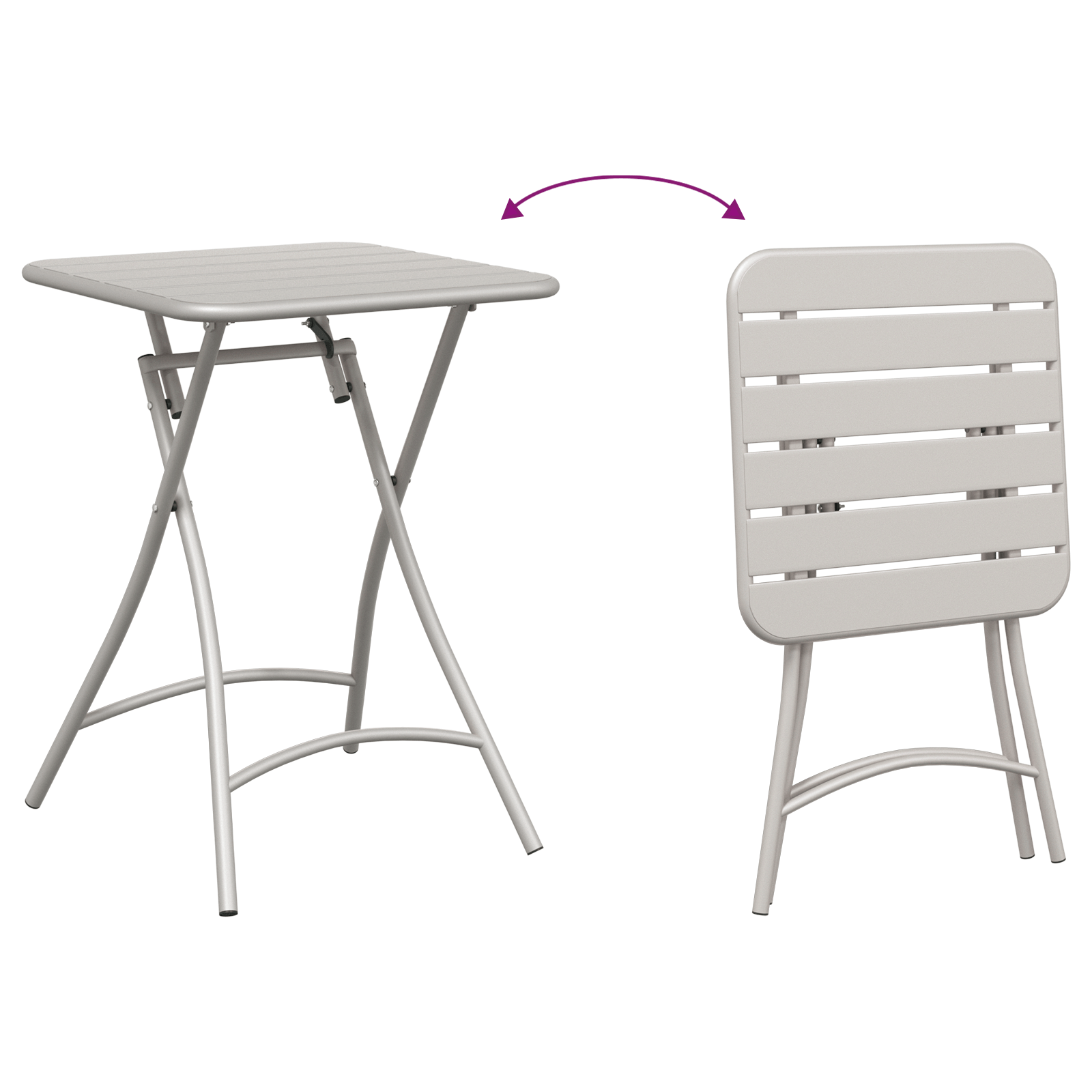 Set bistro pliabil, 3 piese, bej, otel — imaginea 10