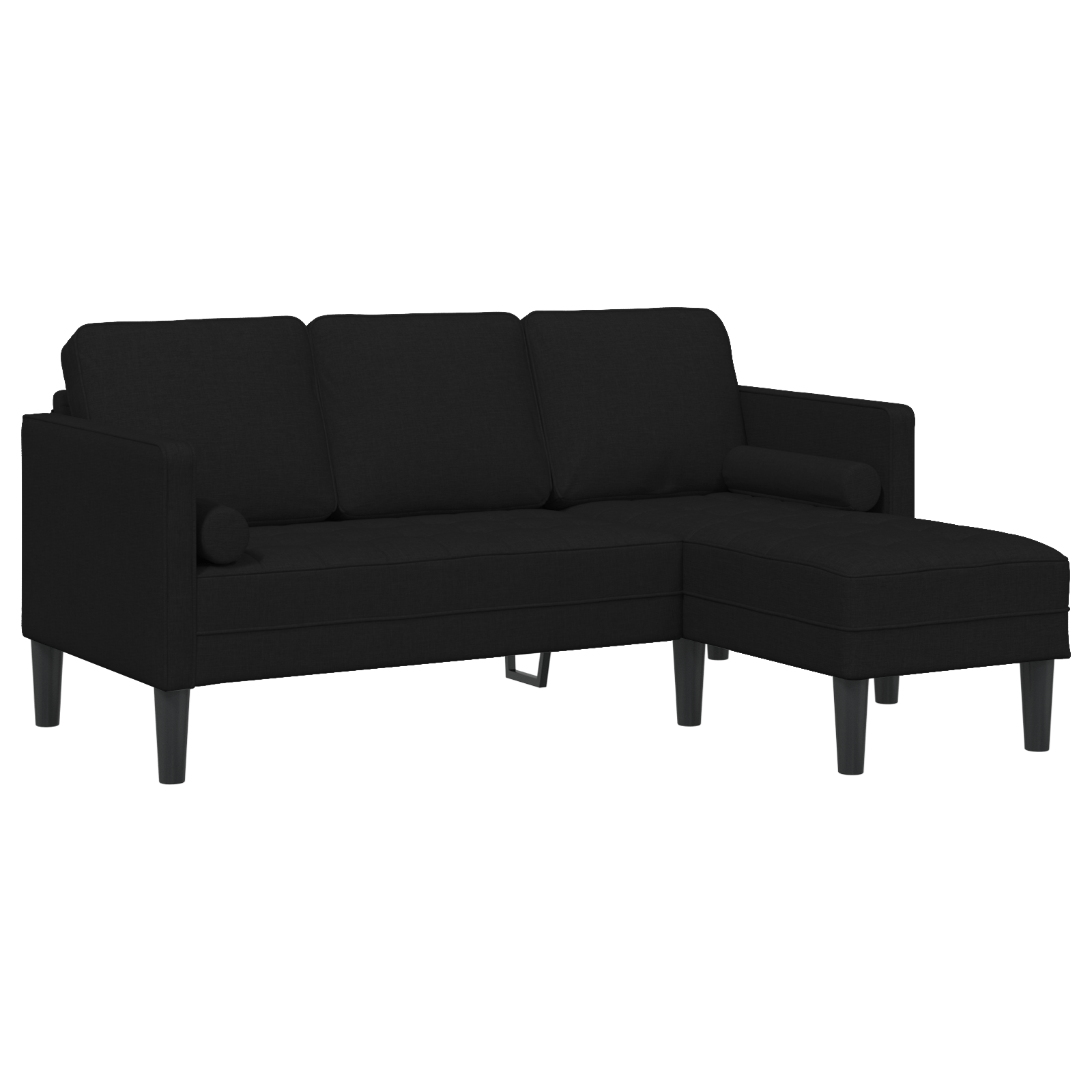 Canapea forma L, 3 locuri, negru, 160 cm, textil — imaginea 2