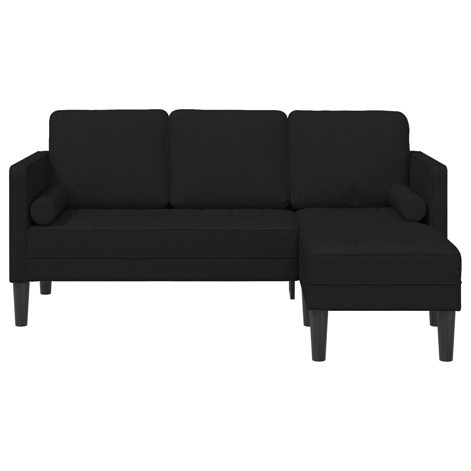 Canapea forma L, 3 locuri, negru, 160 cm, textil — imaginea 5