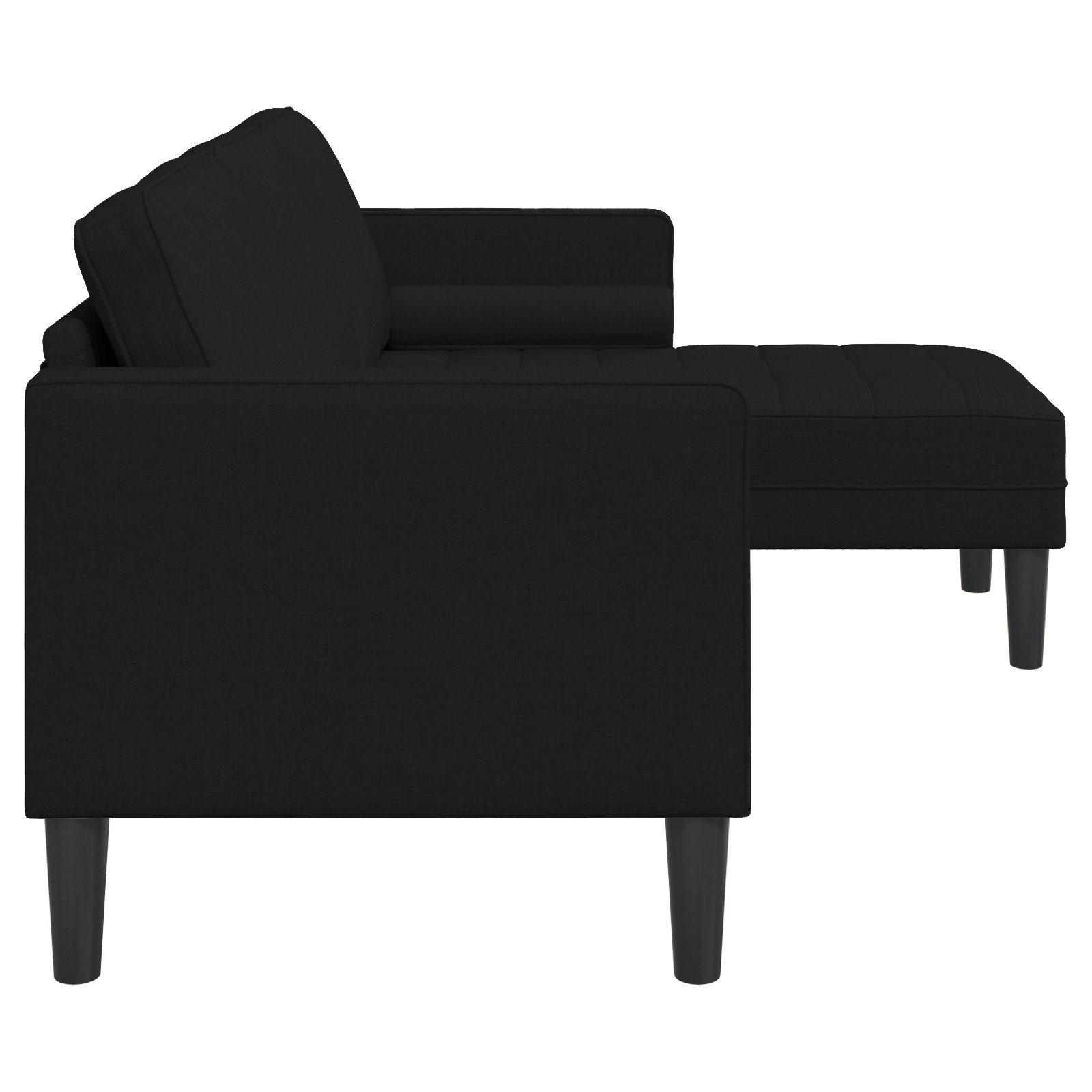 Canapea forma L, 3 locuri, negru, 160 cm, textil — imaginea 6