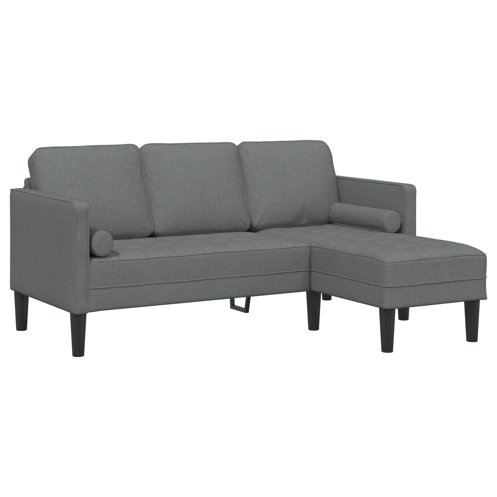 Canapea forma L, 3 locuri, gri inchis, 160 cm, textil — imaginea 2