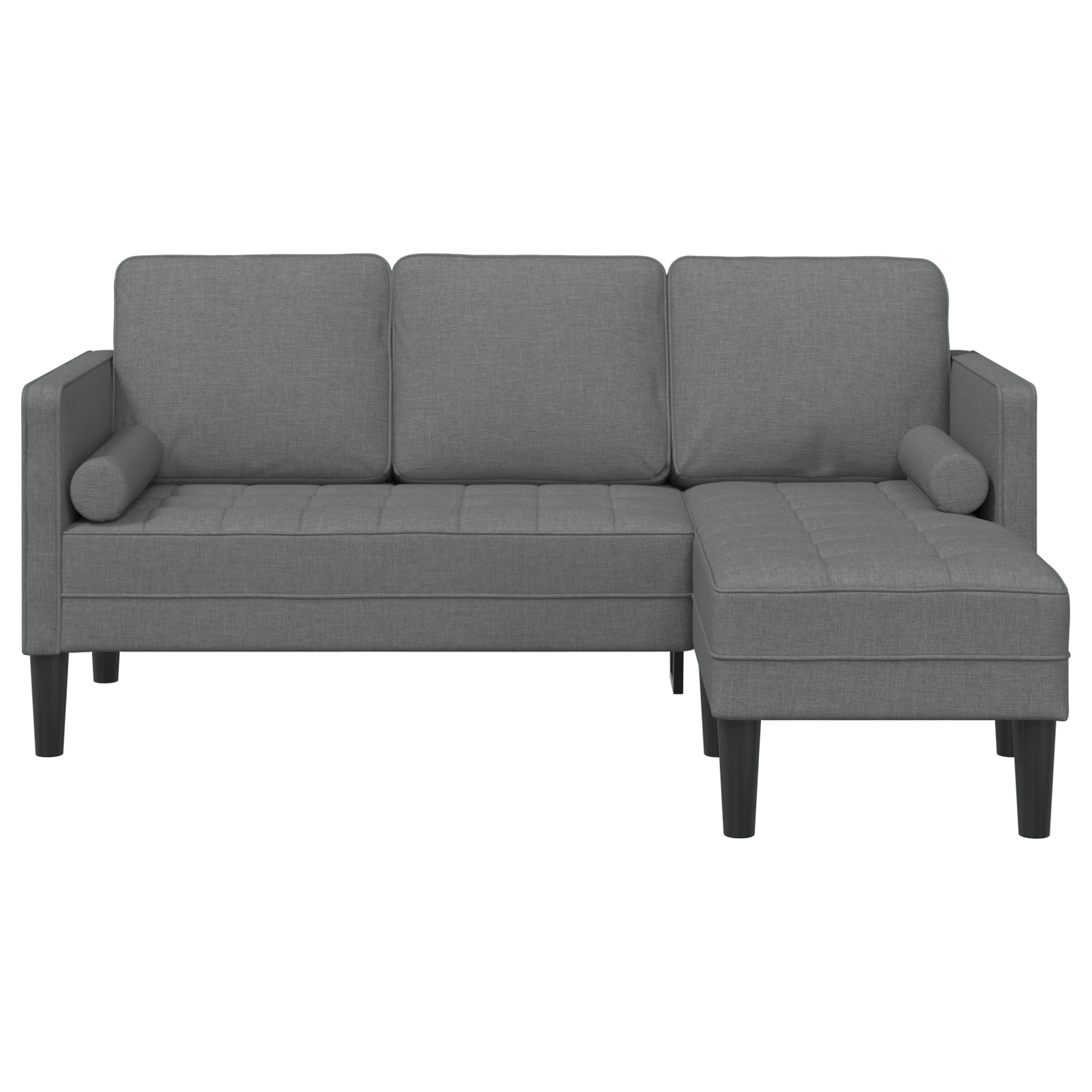 Canapea forma L, 3 locuri, gri inchis, 160 cm, textil — imaginea 5