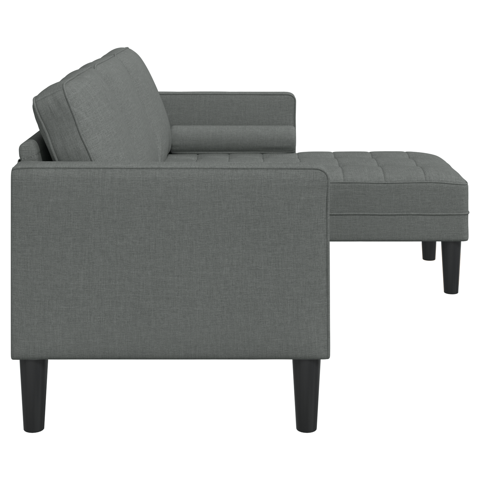 Canapea forma L, 3 locuri, gri inchis, 160 cm, textil — imaginea 6