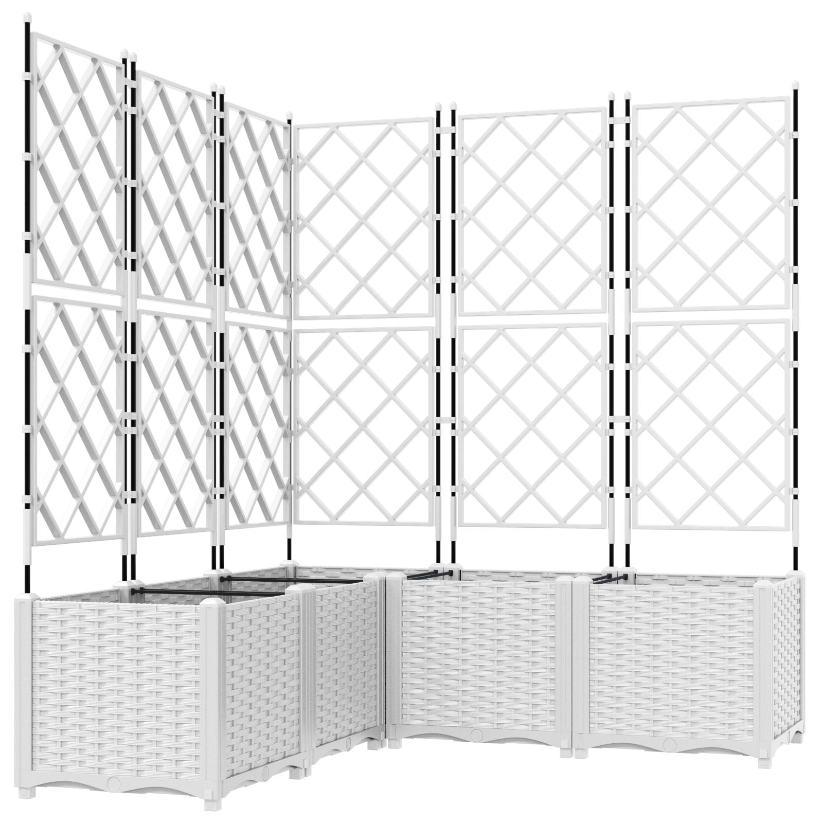 Jardiniere de gradina cu spalier, 5 buc., alb, 120x40x143 cm — imaginea 2