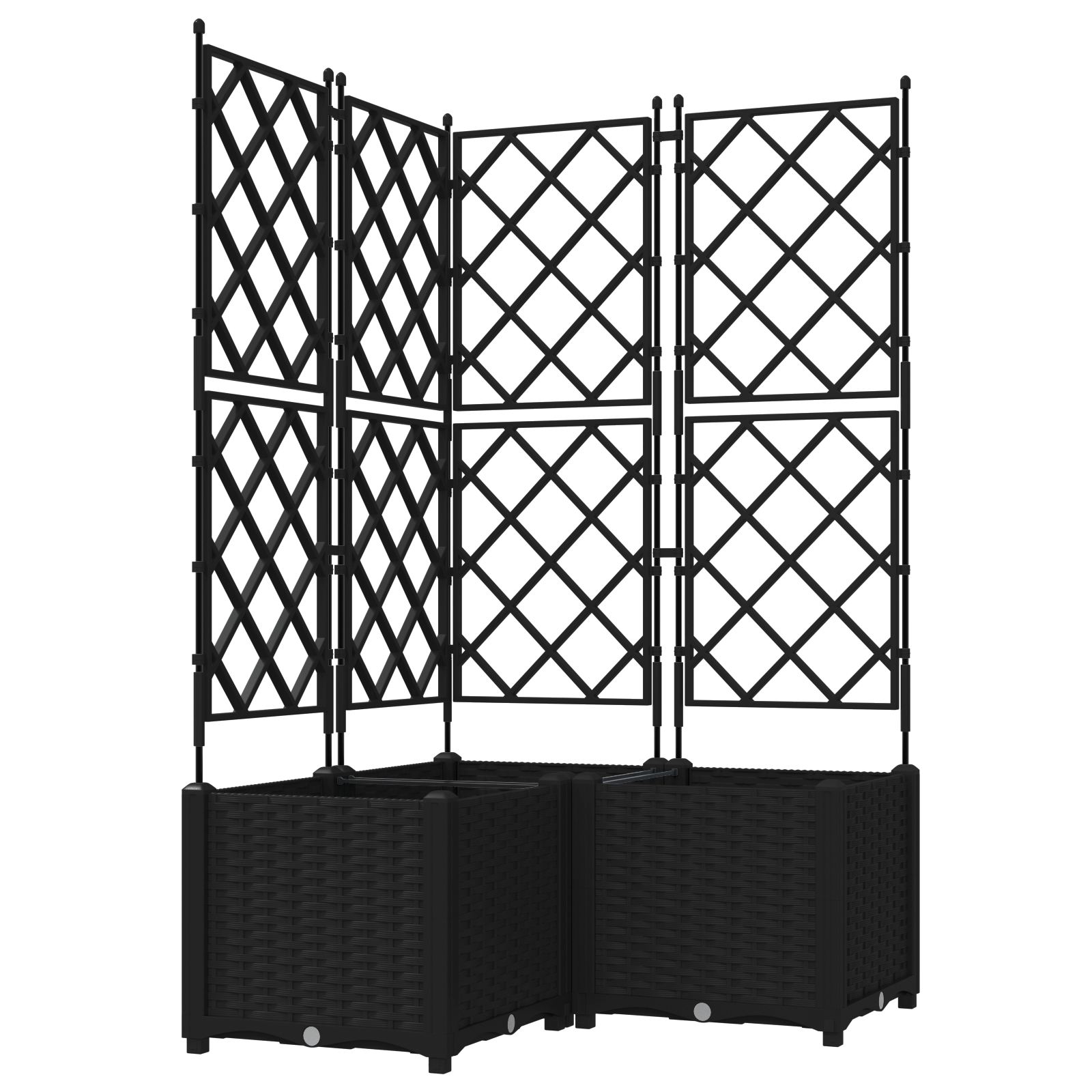 Jardiniere de gradina cu spalier, 3 buc., negru, 80x80x143 cm — imaginea 2