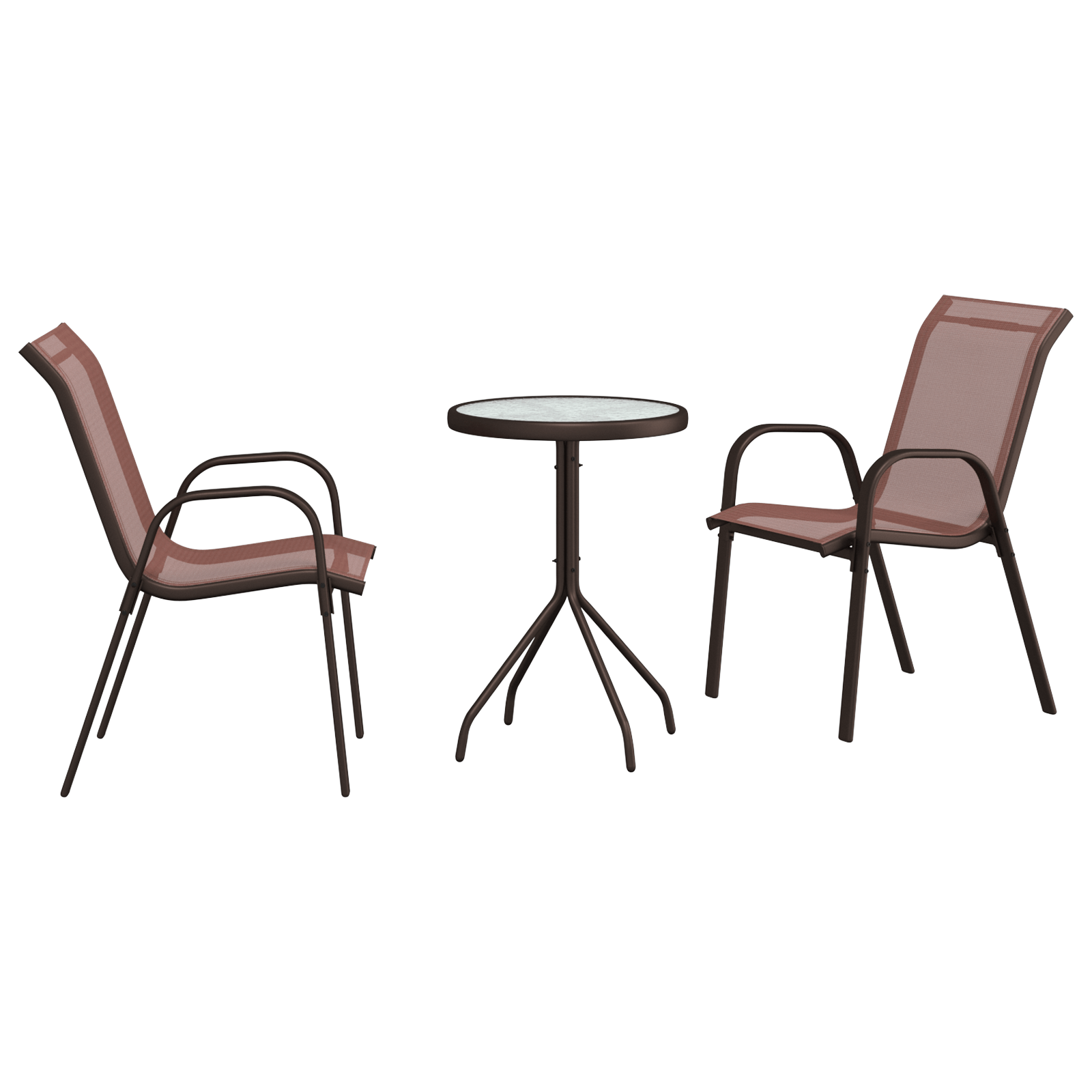 Set Bistro 3 Piese Maro Textilena si Otel — imaginea 2