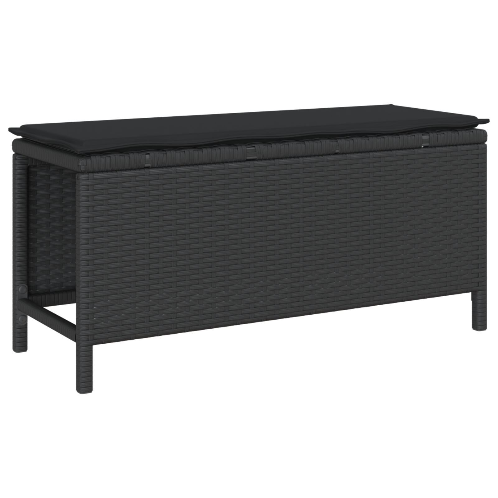 Set mobilier gradina, 3 piese, perne negre, poliratan & acacia — imaginea 5