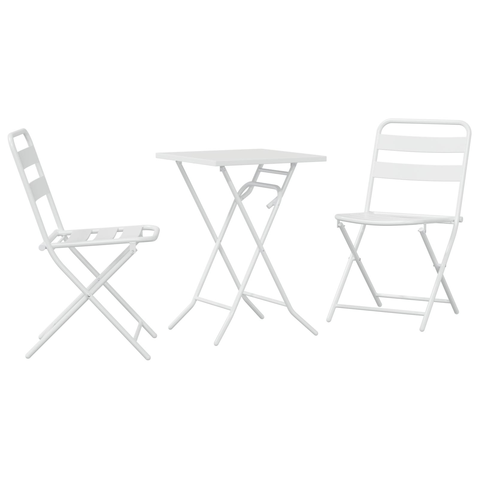 Set Bistro pliabil 3 piese Alb Otel — imaginea 2