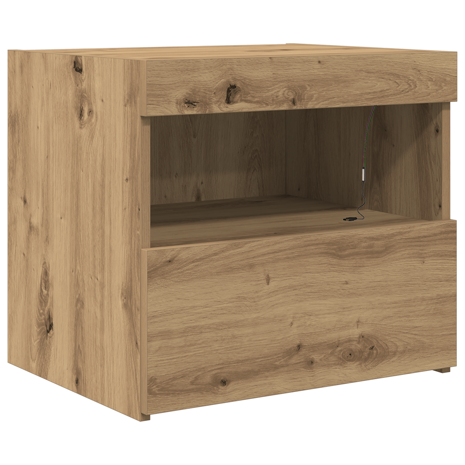Noptiera cu lumini LED, 2 buc., stejar artizanal, 50x40x45 cm — imaginea 6