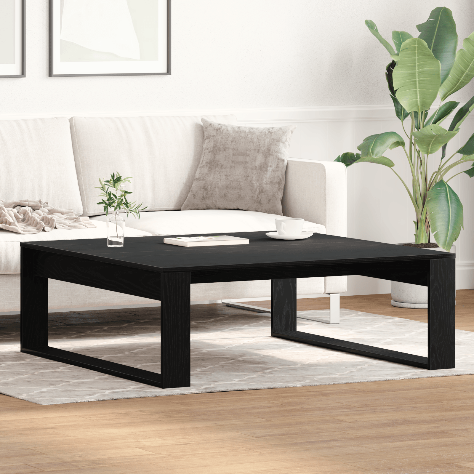 Masa de cafea Negru Stejar 100x100x35 cm Lemn prelucrat