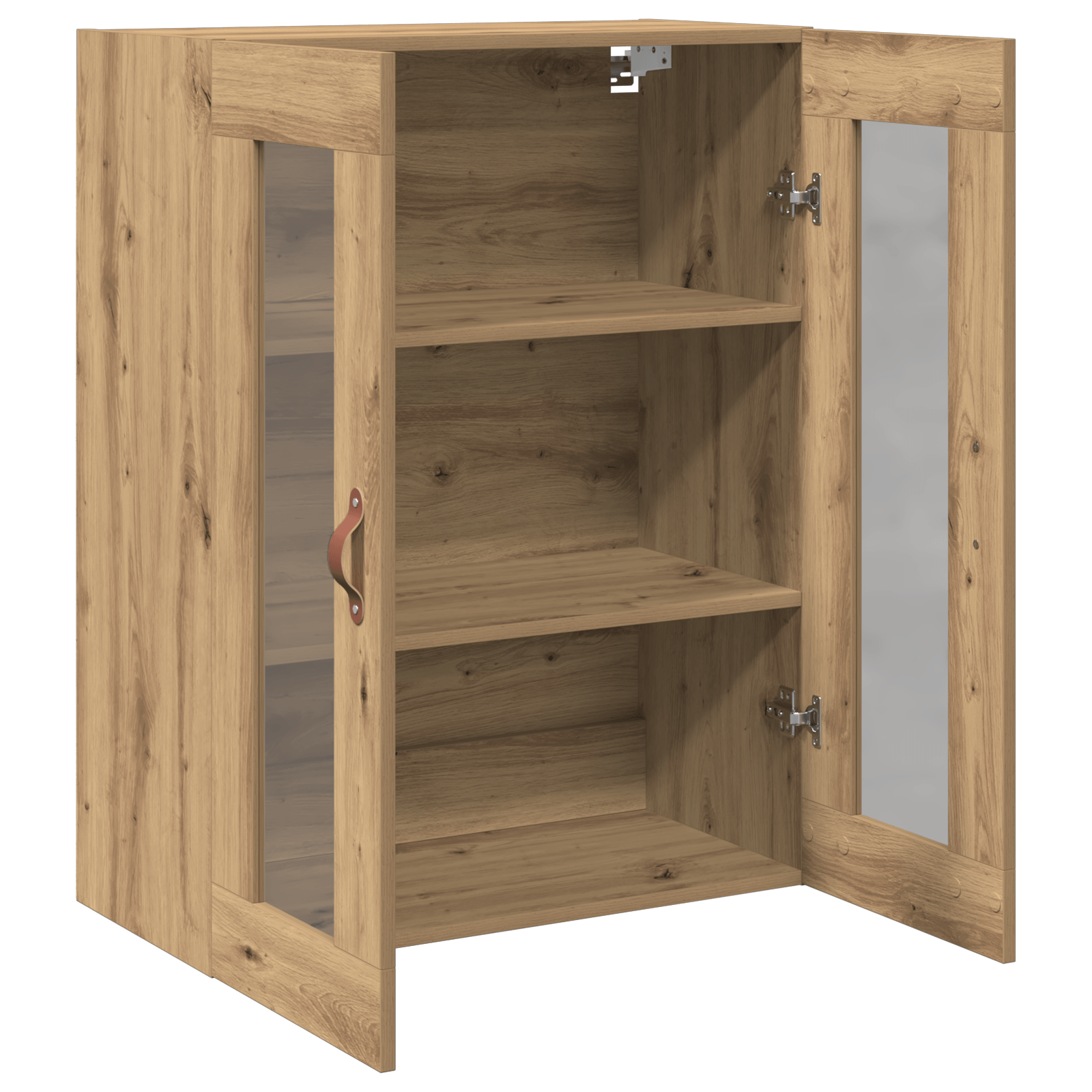 Dulap de perete, usi din sticla, stejar artizanal 69,5x34x90 cm — imaginea 5
