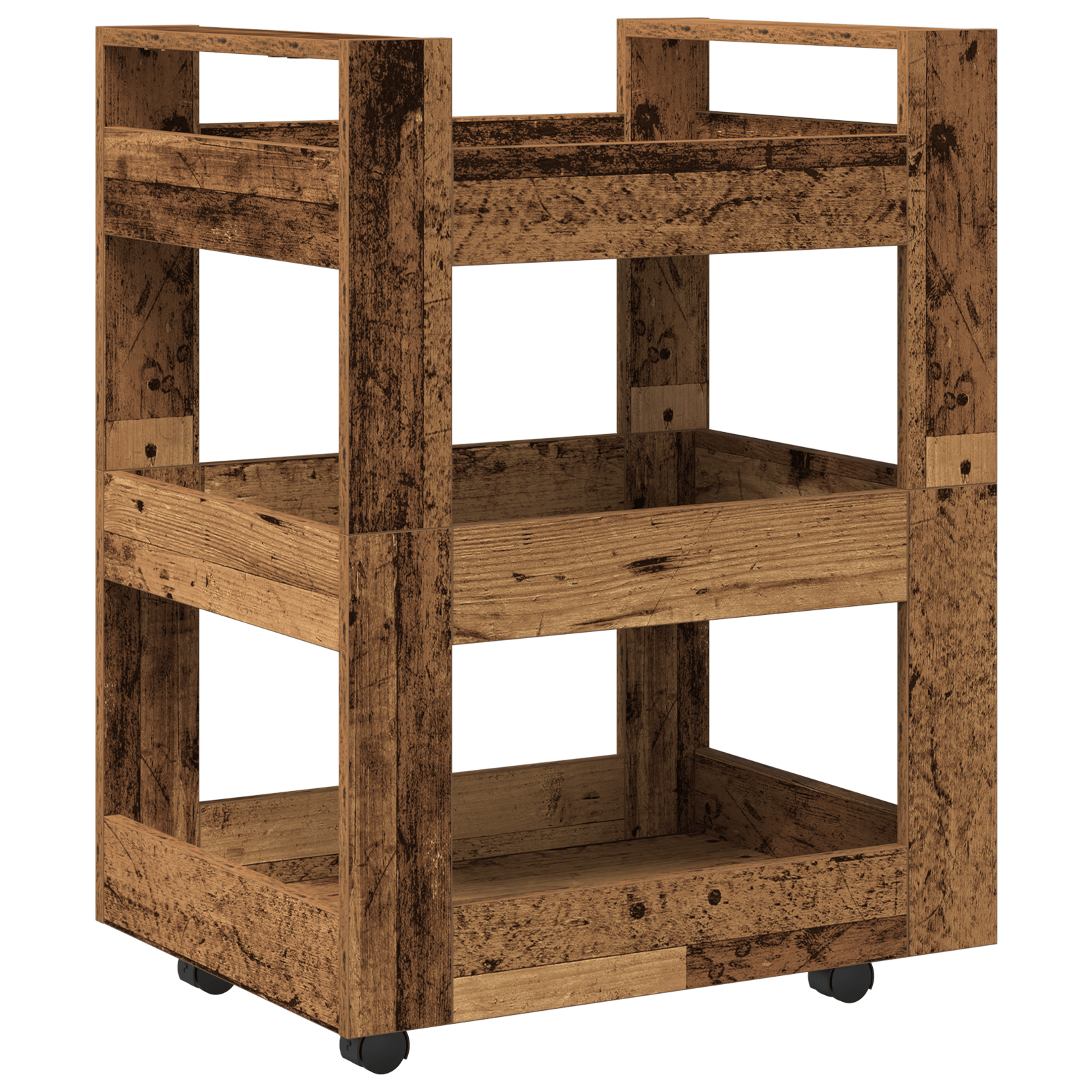 Carucior de bucatarie, lemn vechi, 60x45x80 cm, lemn prelucrat — imaginea 2