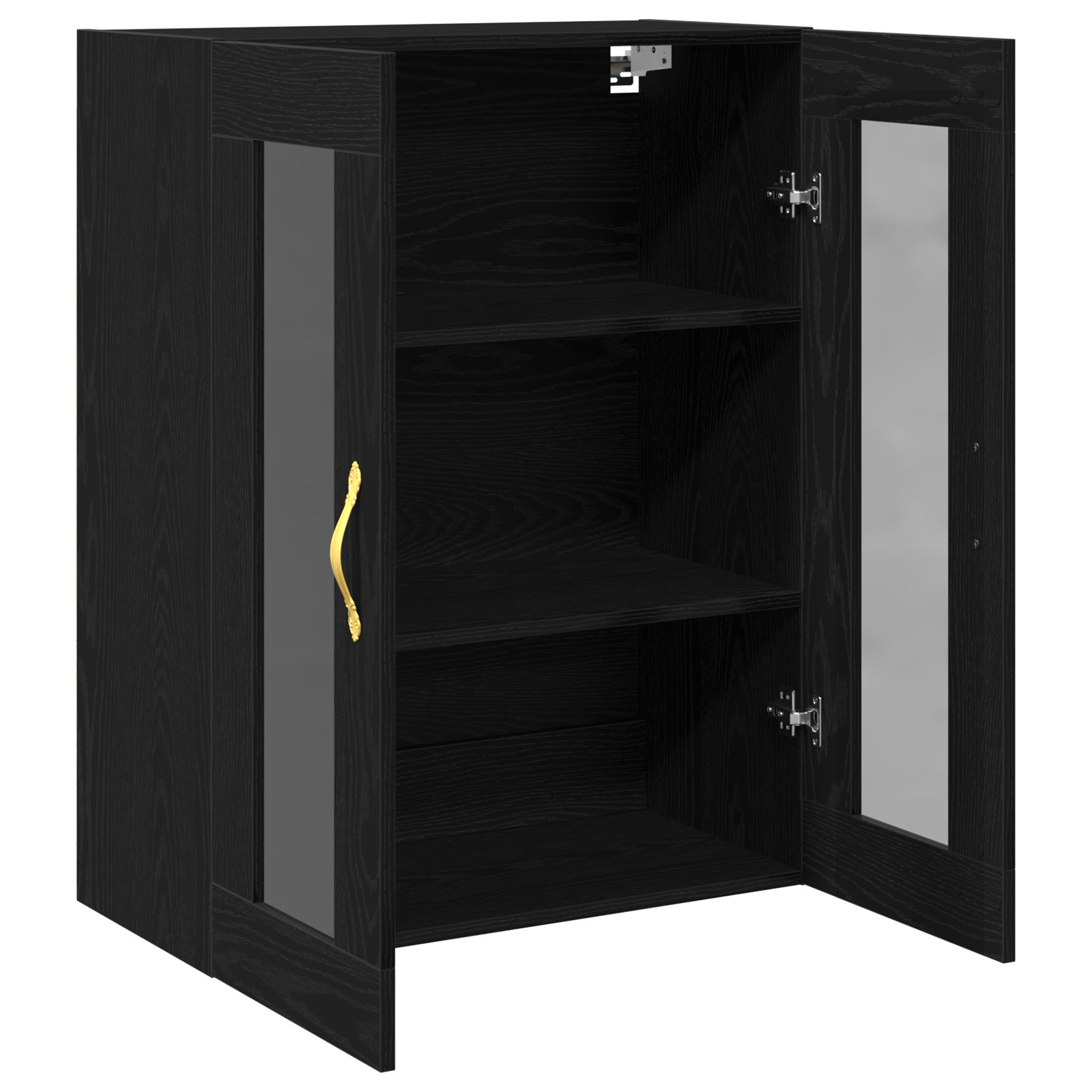 Dulap suspendat cu usi din sticla, stejar negru, 69,5x34x90 cm — imaginea 5
