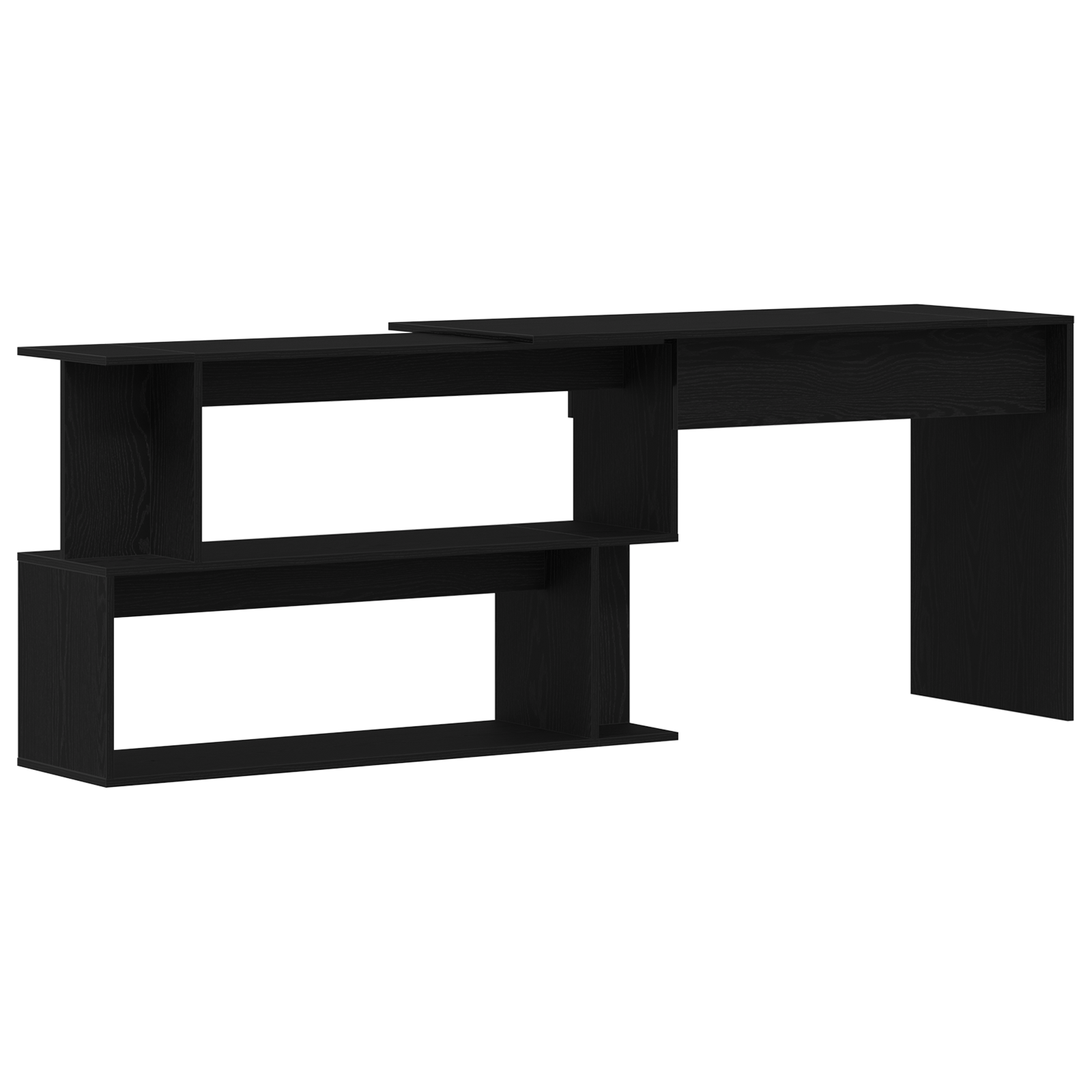 Birou Negru Stejar 200x50x76 cm Lemn Prelucrat — imaginea 2