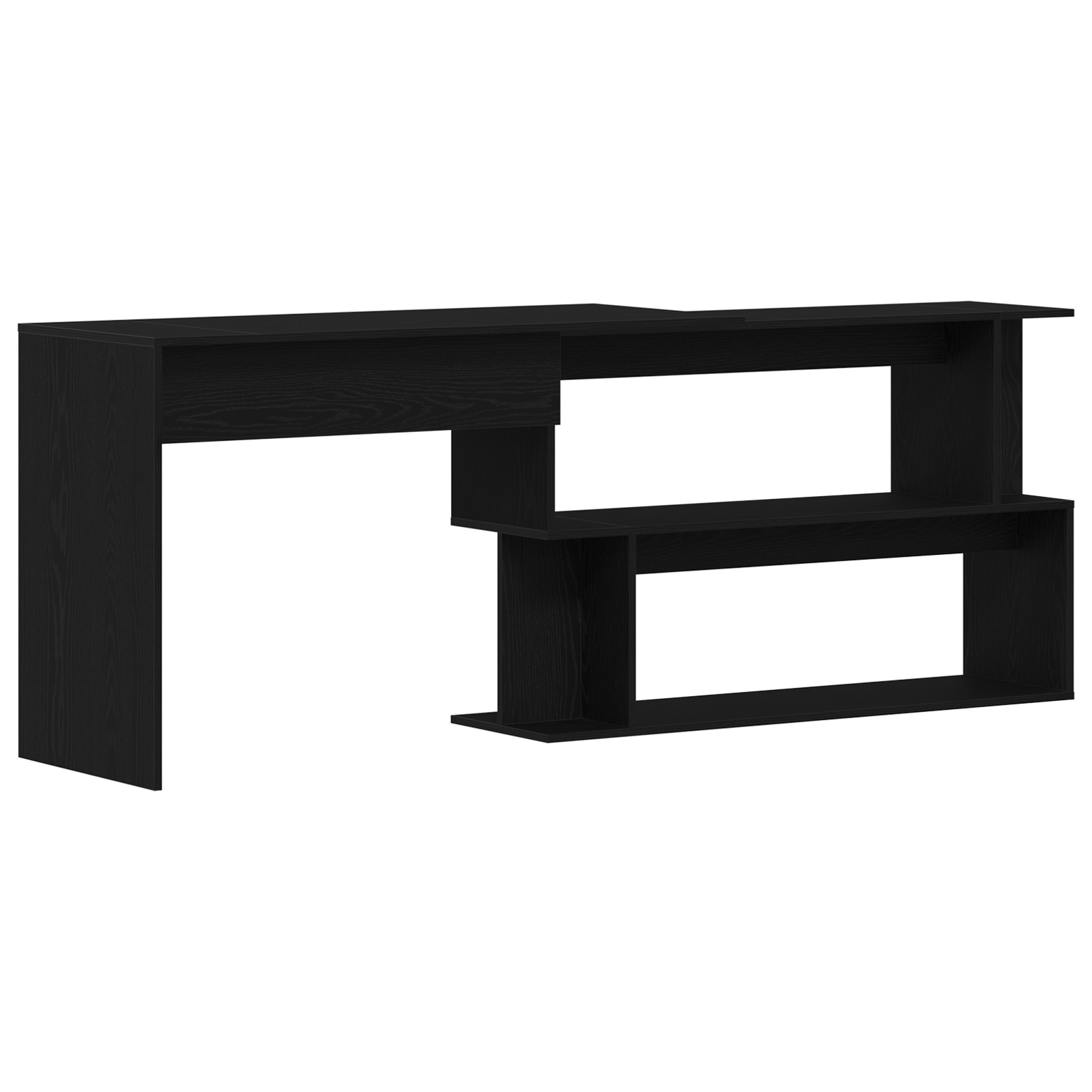 Birou Negru Stejar 200x50x76 cm Lemn Prelucrat — imaginea 5
