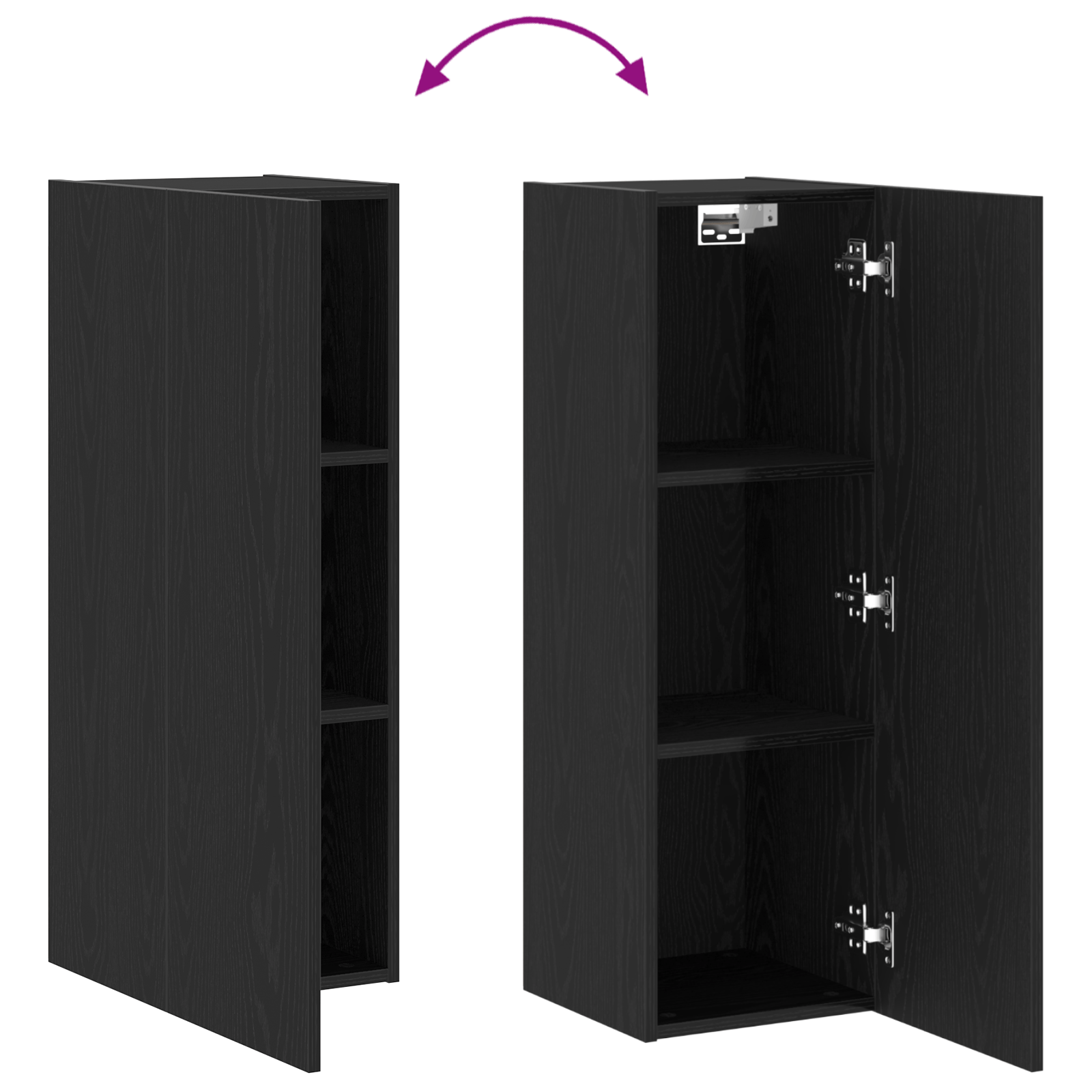 Dulapuri TV de perete 2 buc Negru Stejar 30,5x30x90 cm Lemn prelucrat — imaginea 12