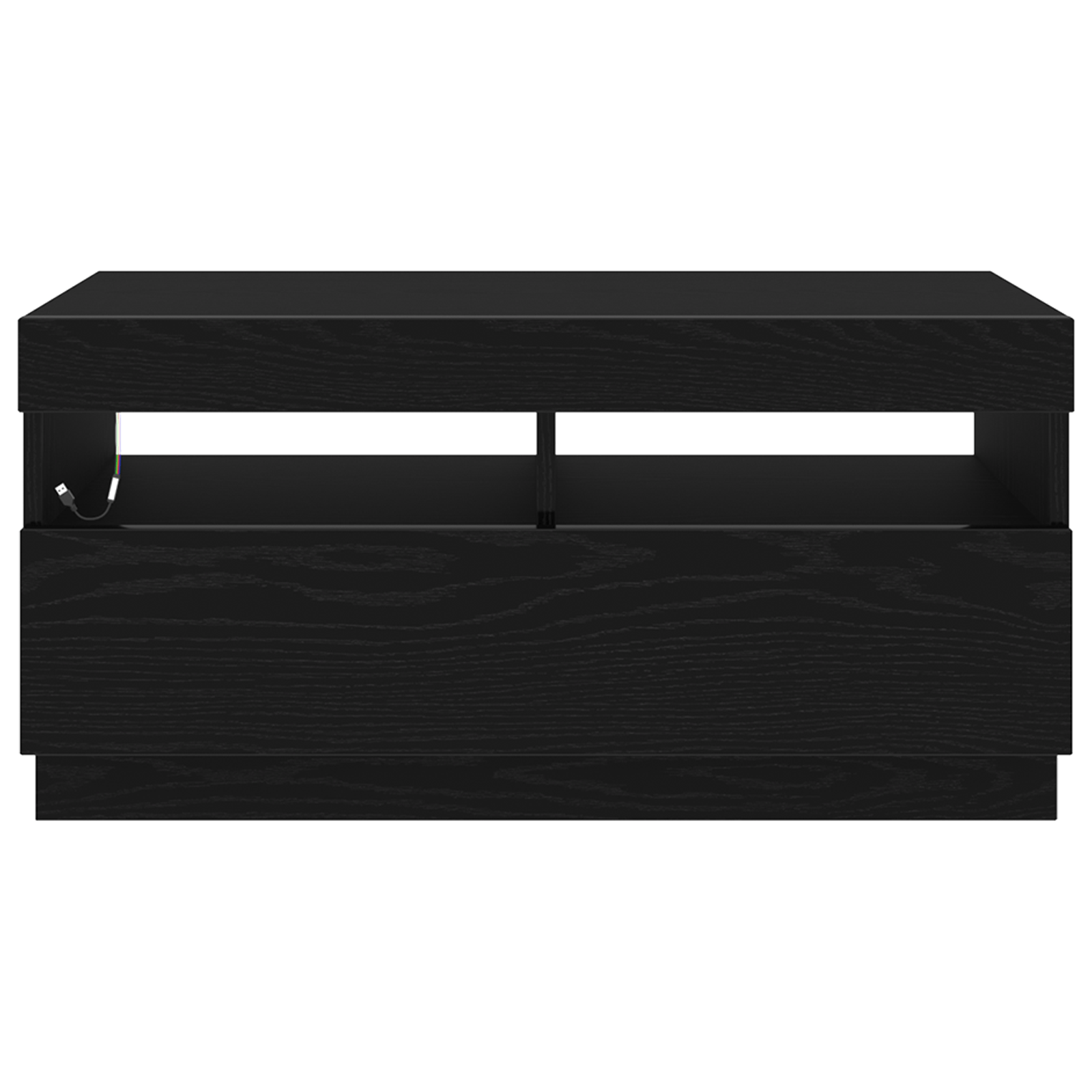 Dulap TV cu lumini LED Negru Stejar 80x35x40 cm Lemn prelucrat — imaginea 7