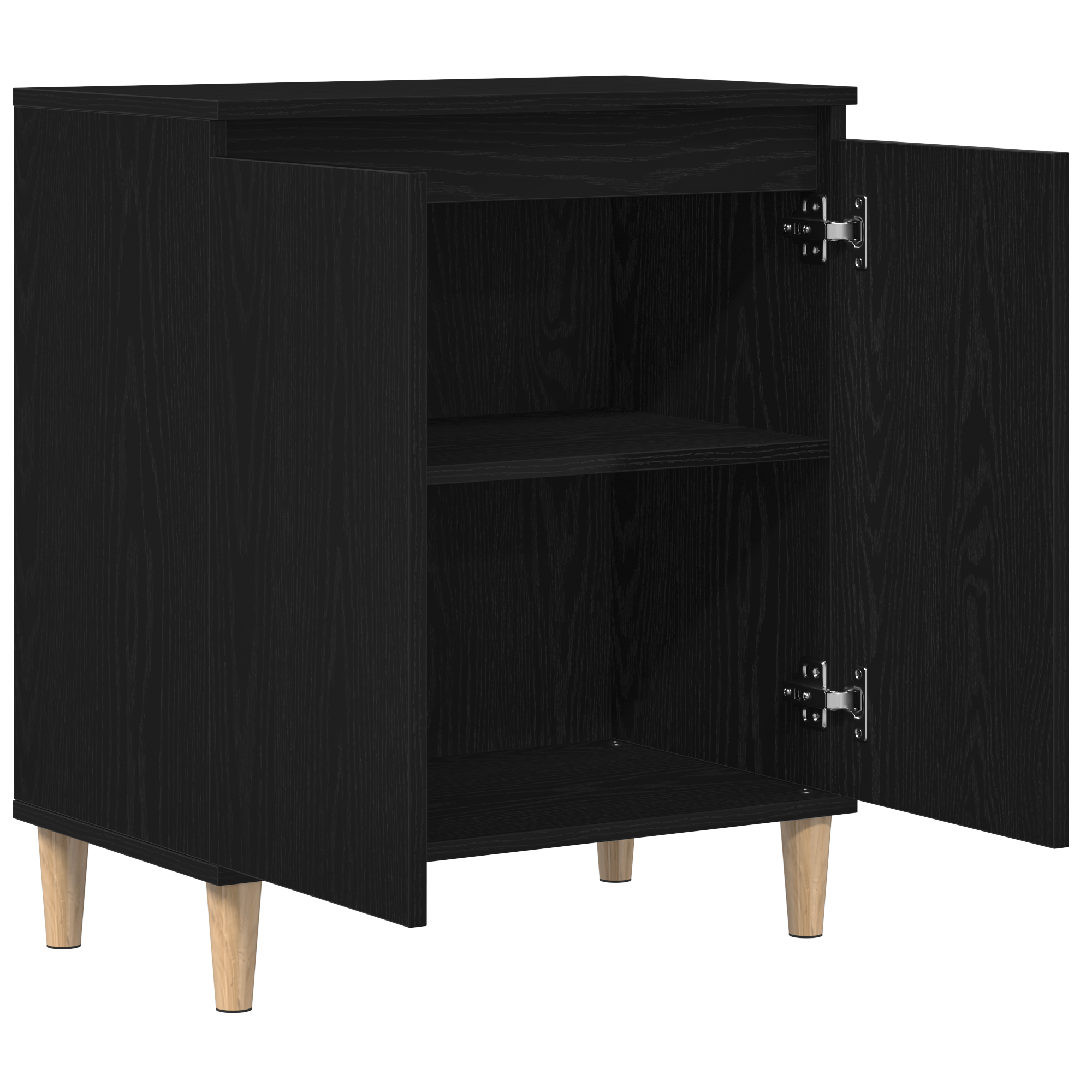 Suport Negru Stejar 60x35x70 cm, Lemn prelucrat — imaginea 5